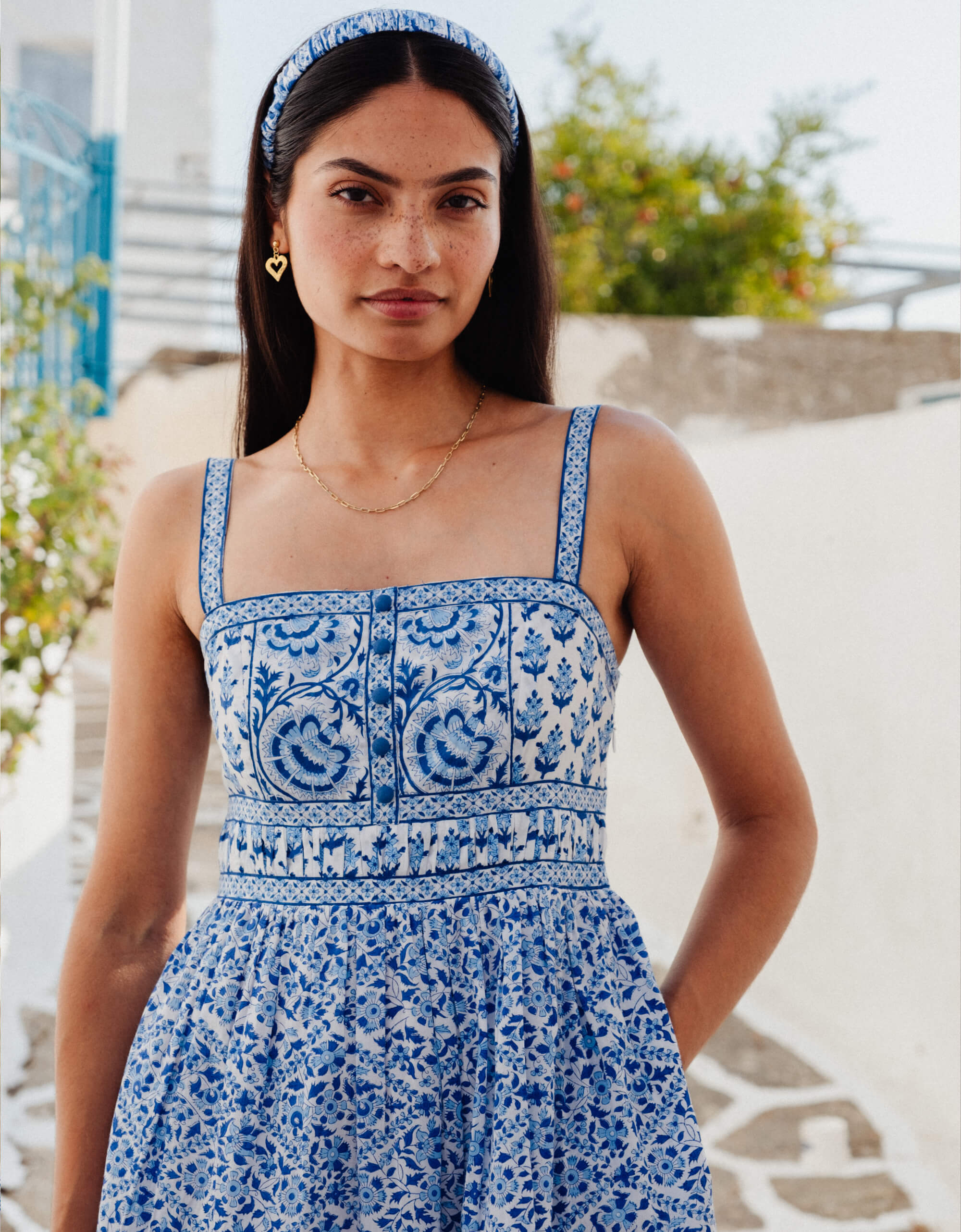 Pink City Prints Azure Patchwork Nuri Dress