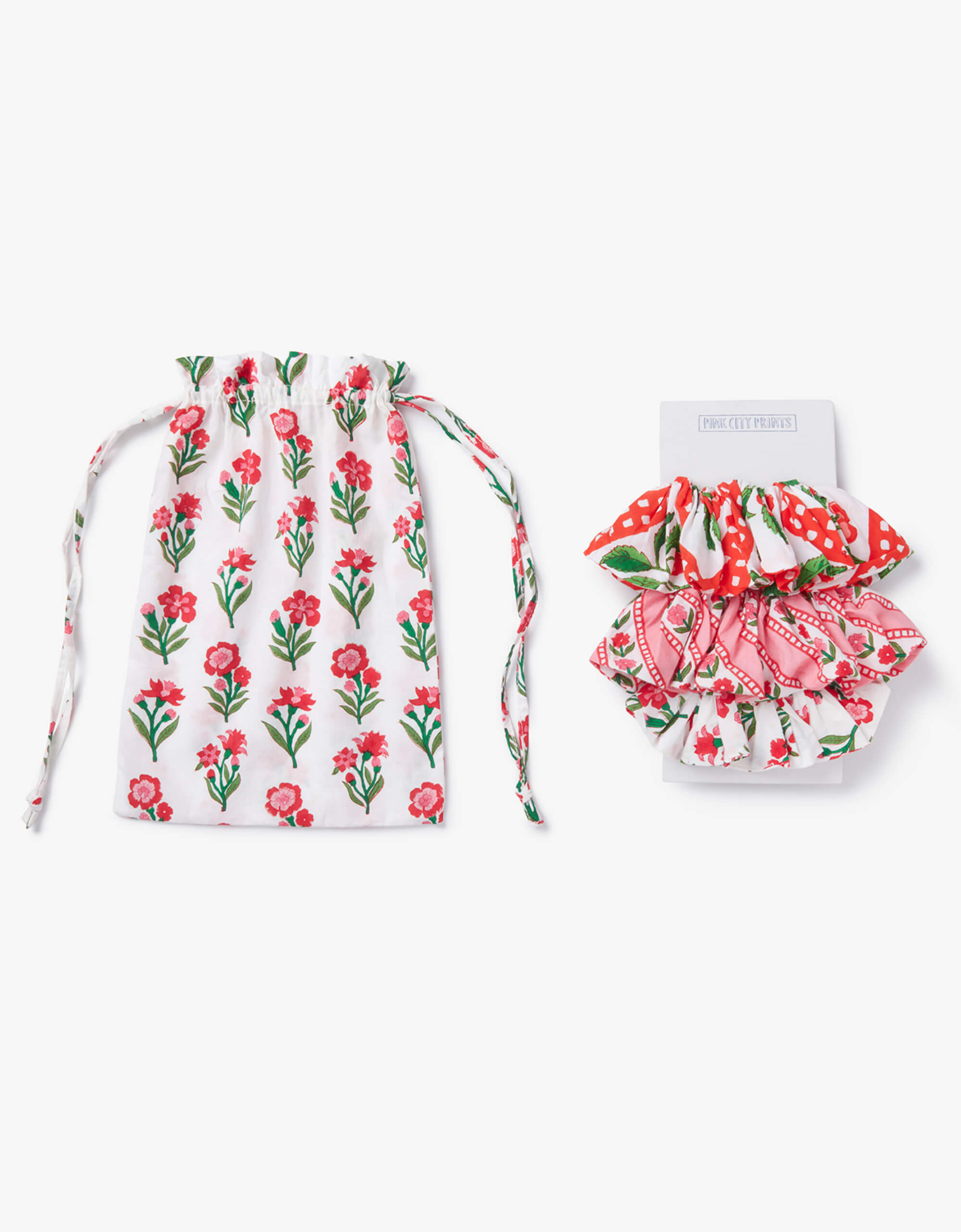 Pink City Prints Blooming Cherry Scrunchie Set
