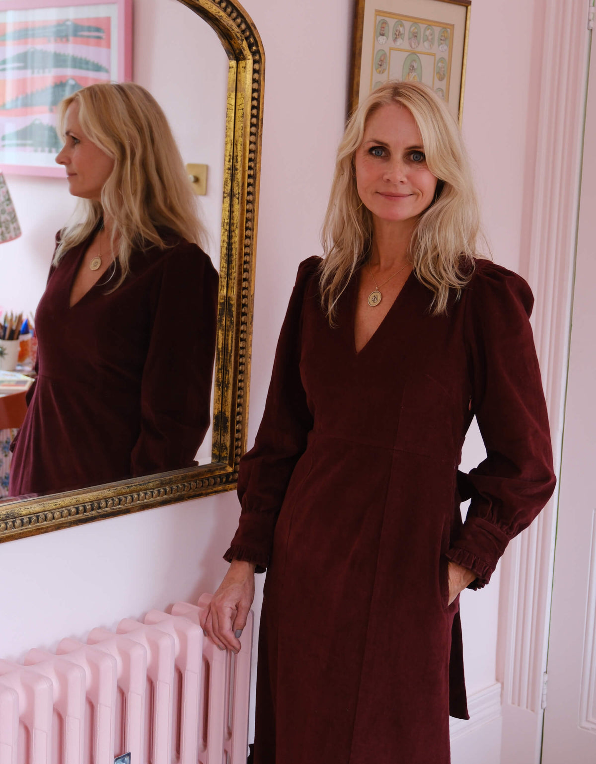 Pink City Prints Bordeaux Cord Florentina Dress