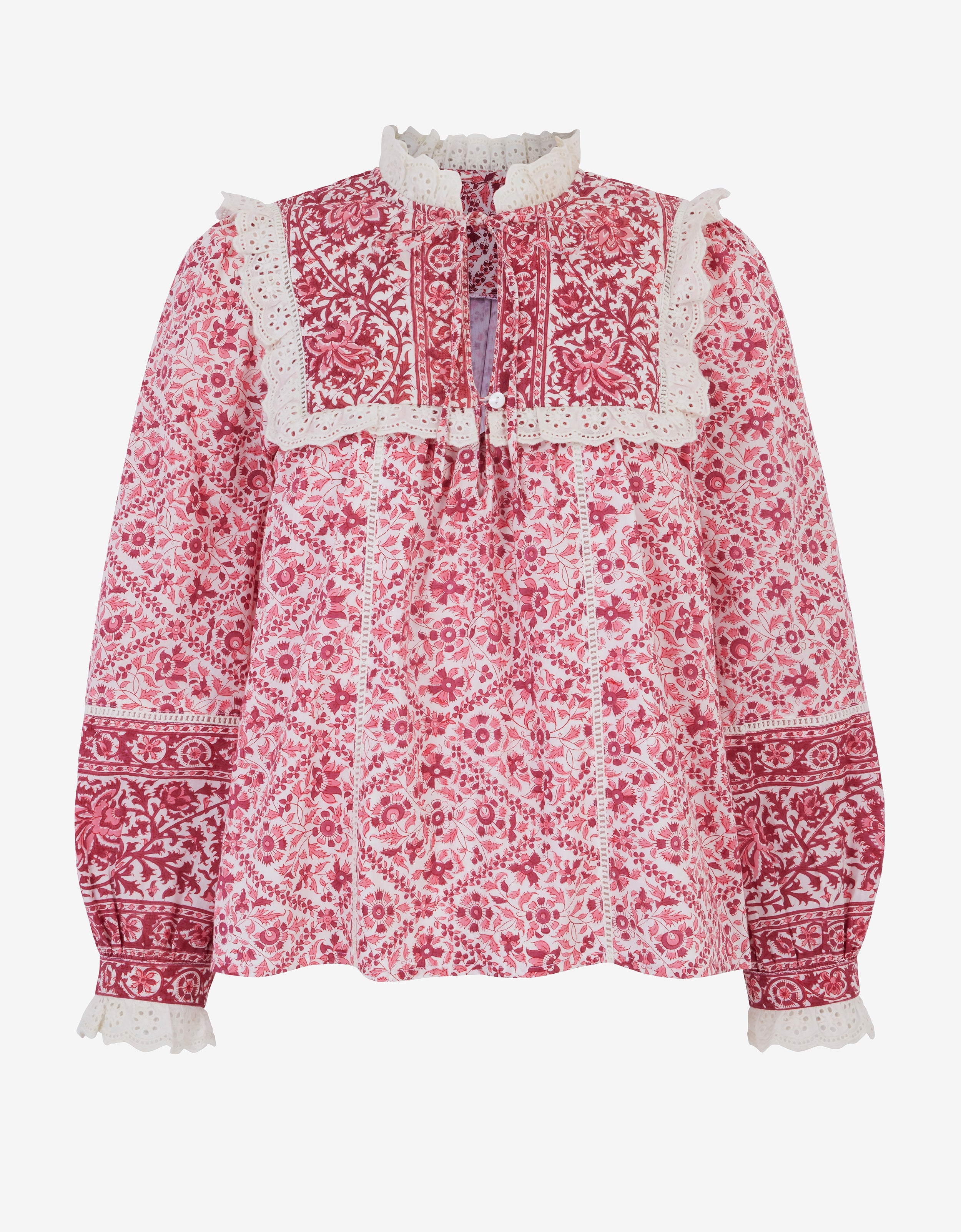 Pink City Prints Burgundy Patchwork Nettie Blouse