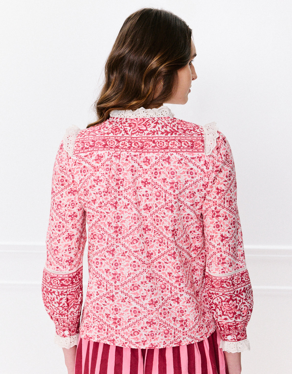 Pink City Prints Burgundy Patchwork Nettie Blouse