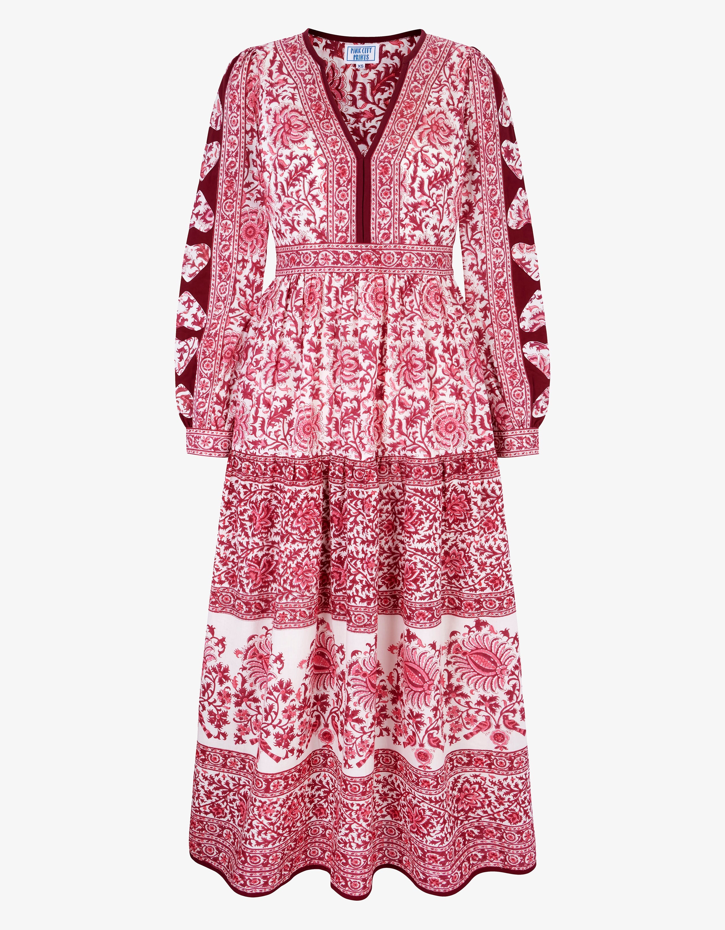Pink City Prints Burgundy Patchwork Olive Dress