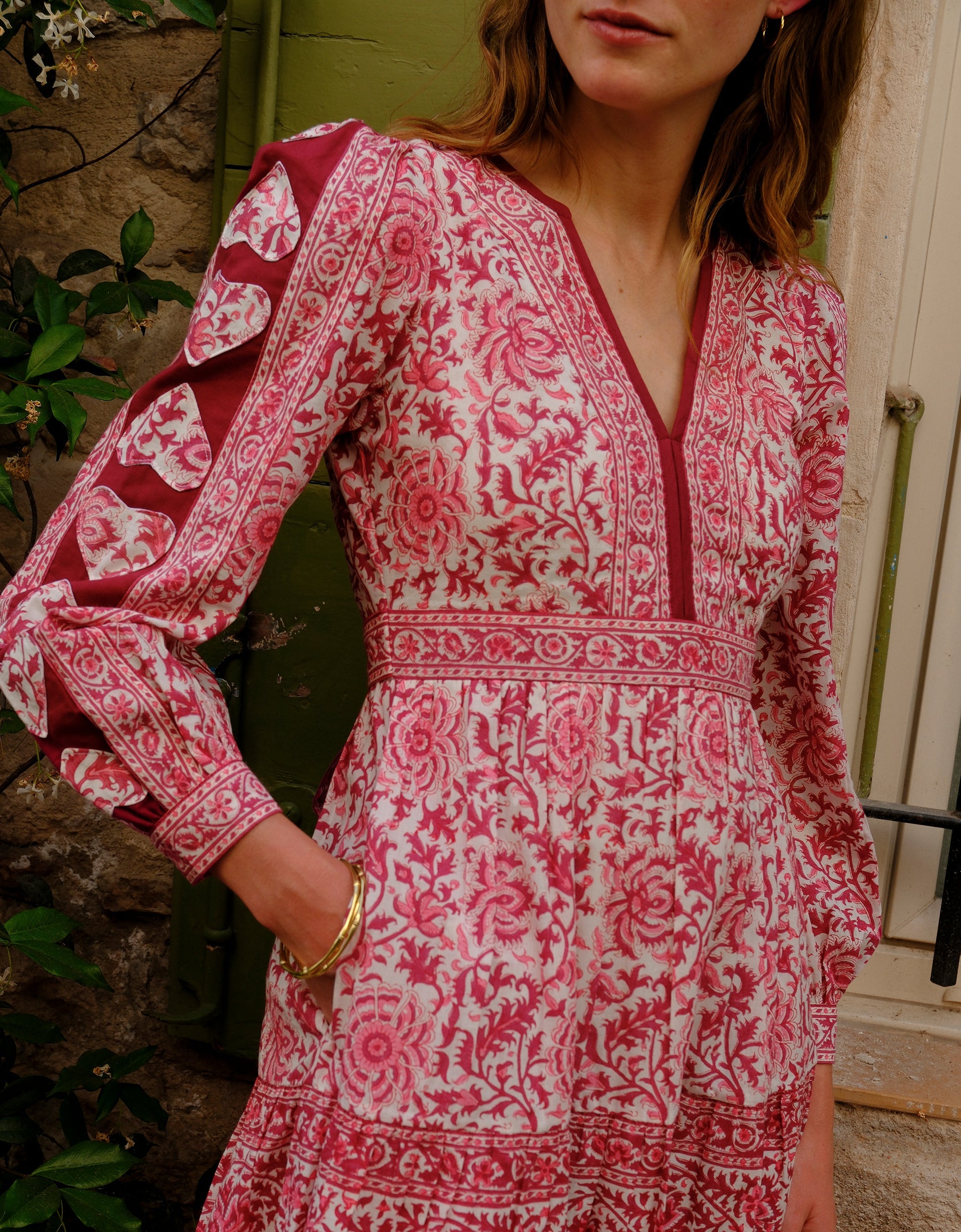 Pink City Prints Burgundy Patchwork Olive Dress