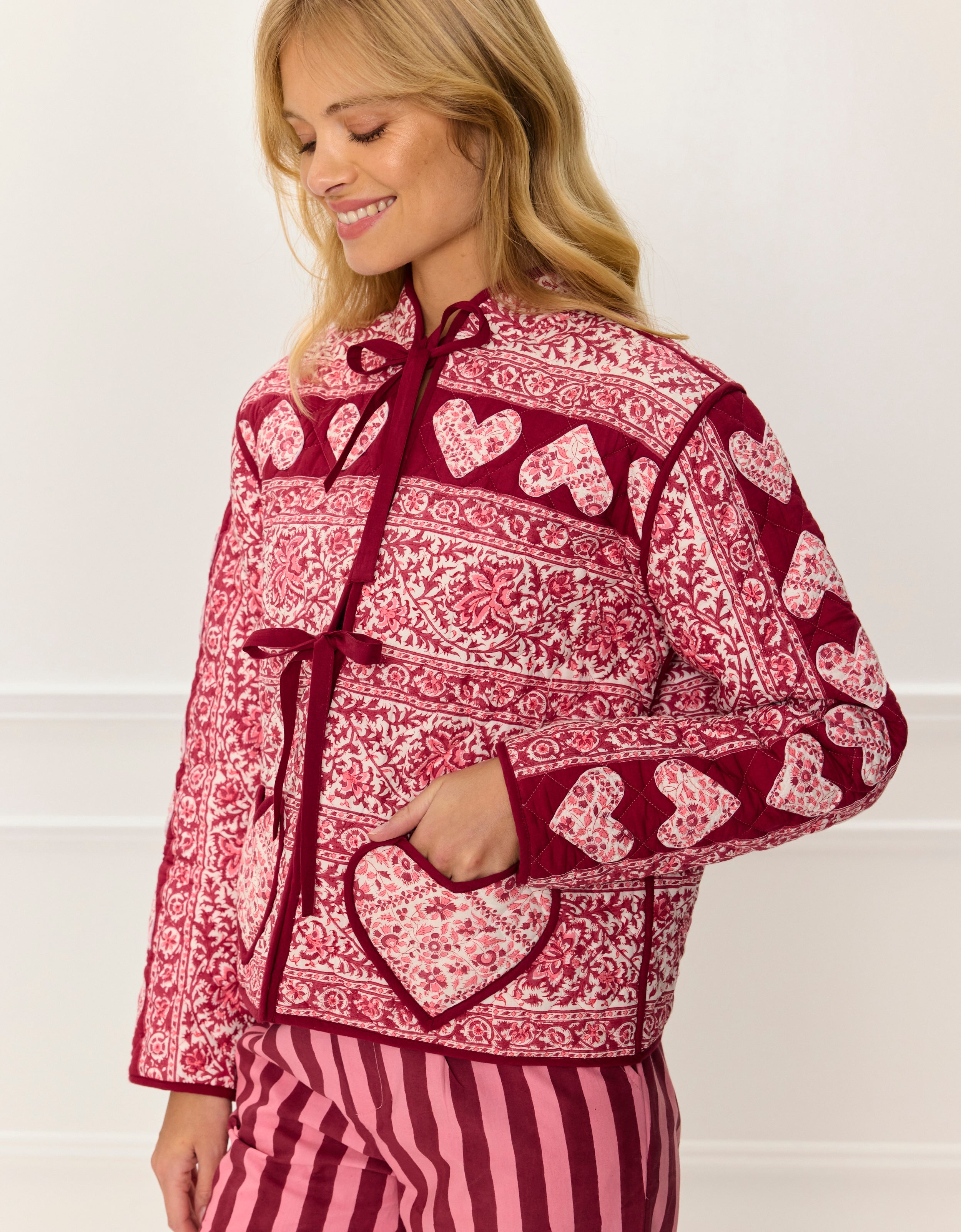 Pink City Prints Burgundy Patchwork Penny Jacket