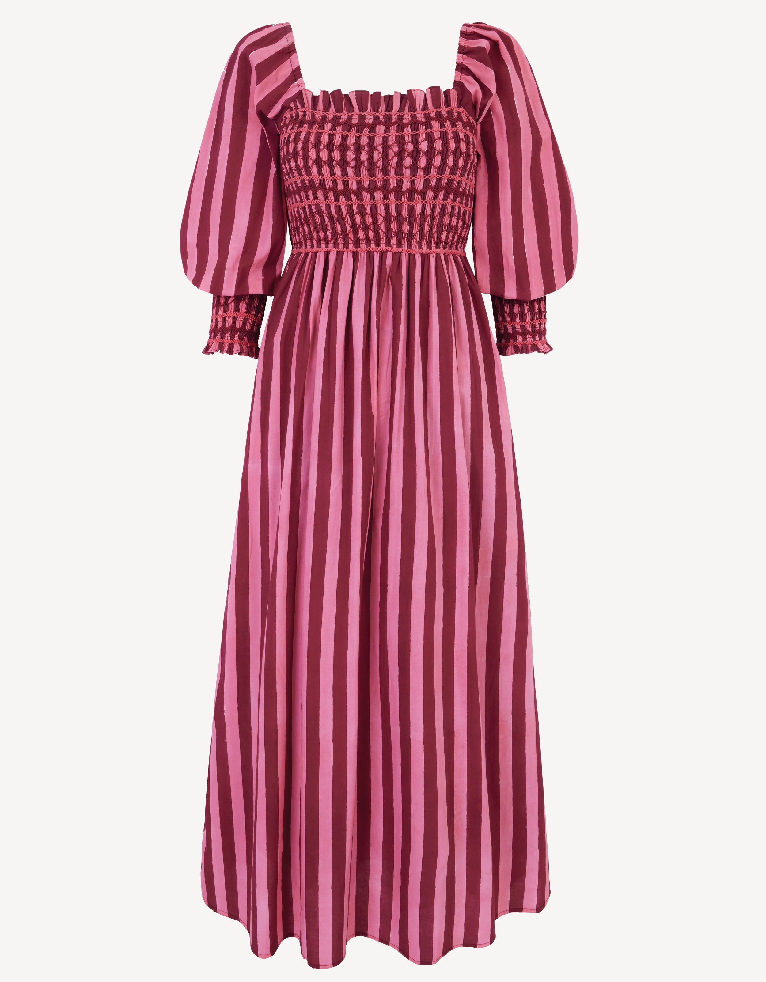 Pink City Prints Burgundy Stripe Florence Dress