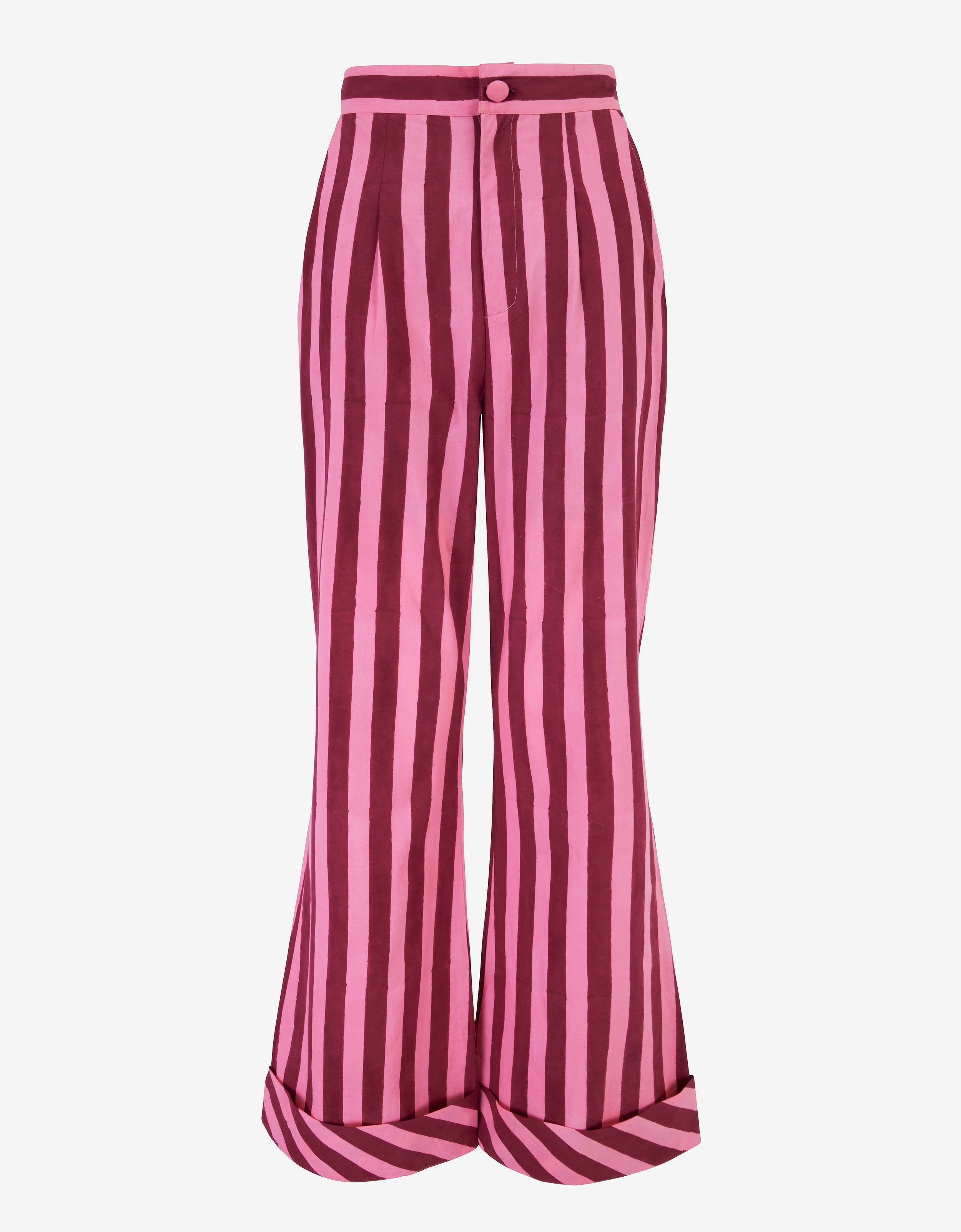 Pink City Prints Burgundy Stripe Romy Trousers