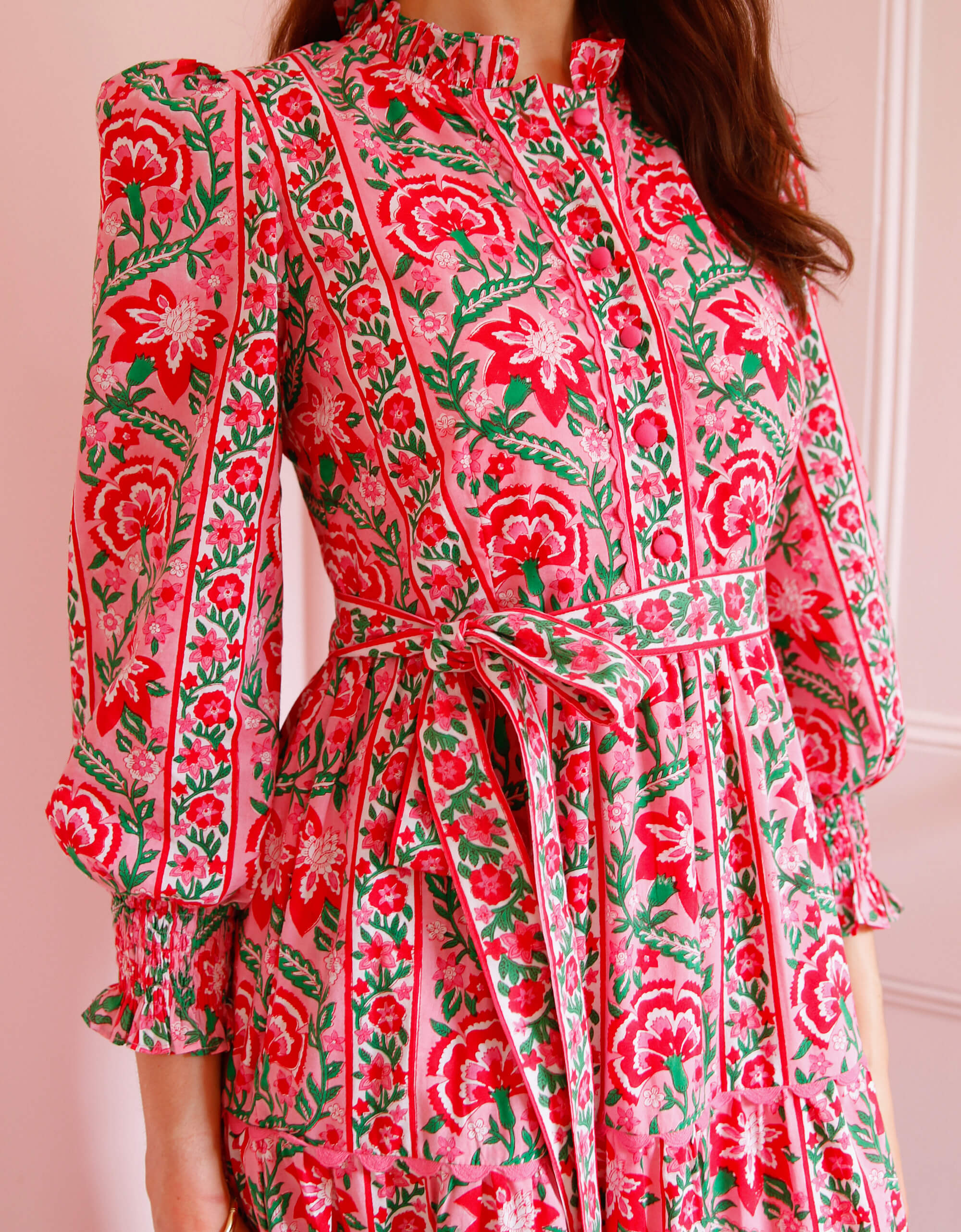 Pink City Prints Candy Cane Border Matilda Dress