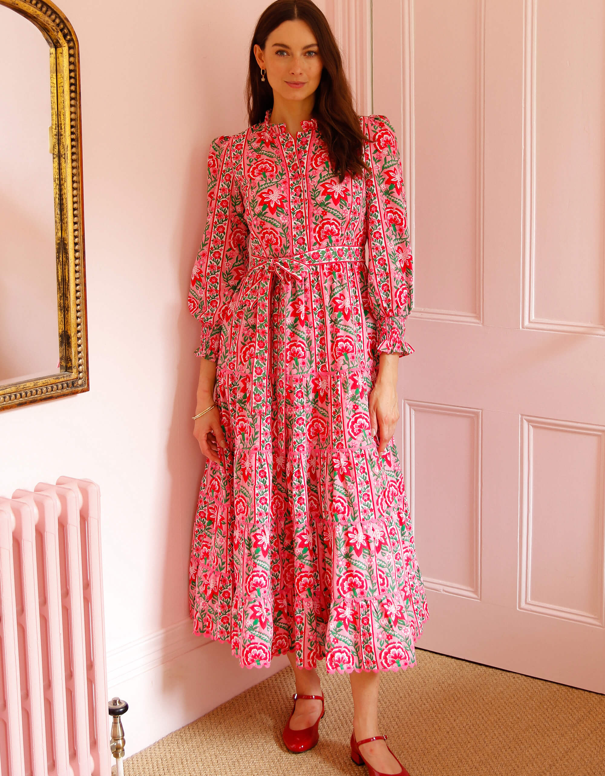 Pink City Prints Candy Cane Border Matilda Dress