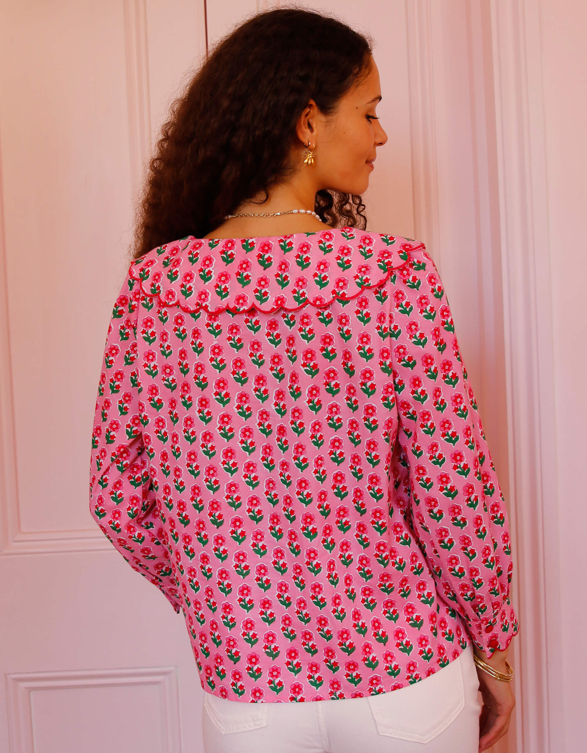 Pink City Prints Candy Cane Buta Rita Blouse