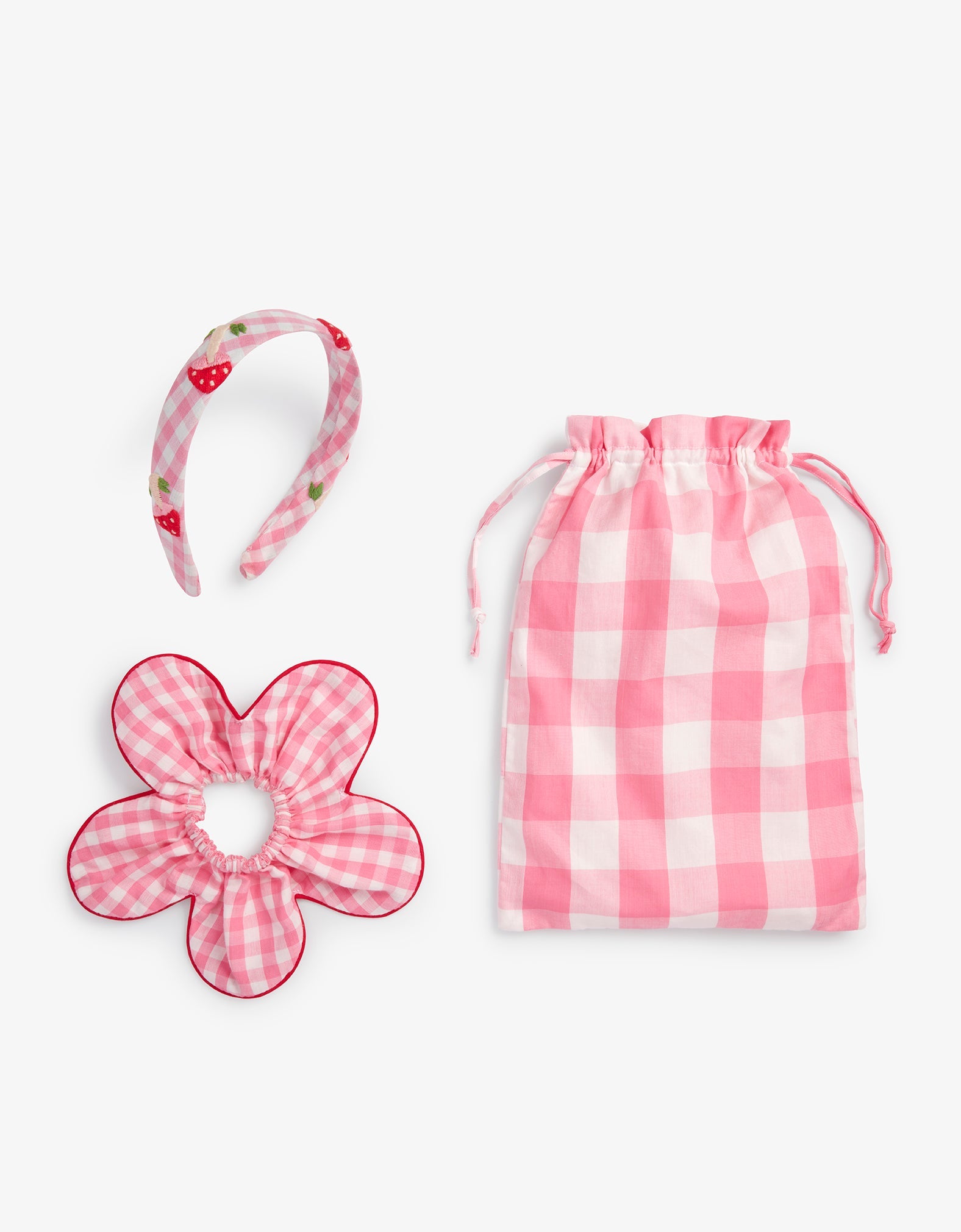 Pink City Prints Candy Floss Gingham Scrunchie Set and Headband