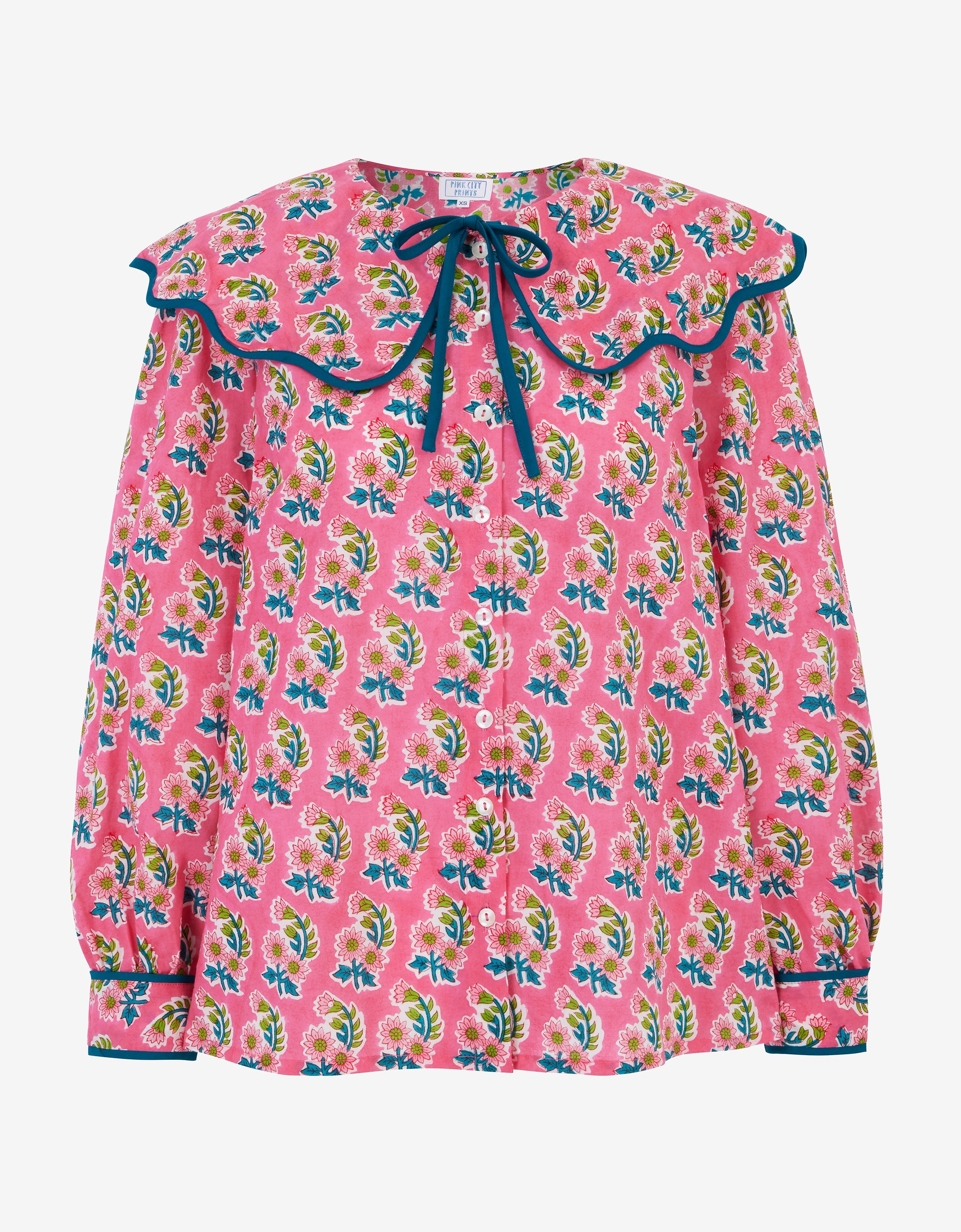 Pink City Prints Candy Zinnia Apple Blouse