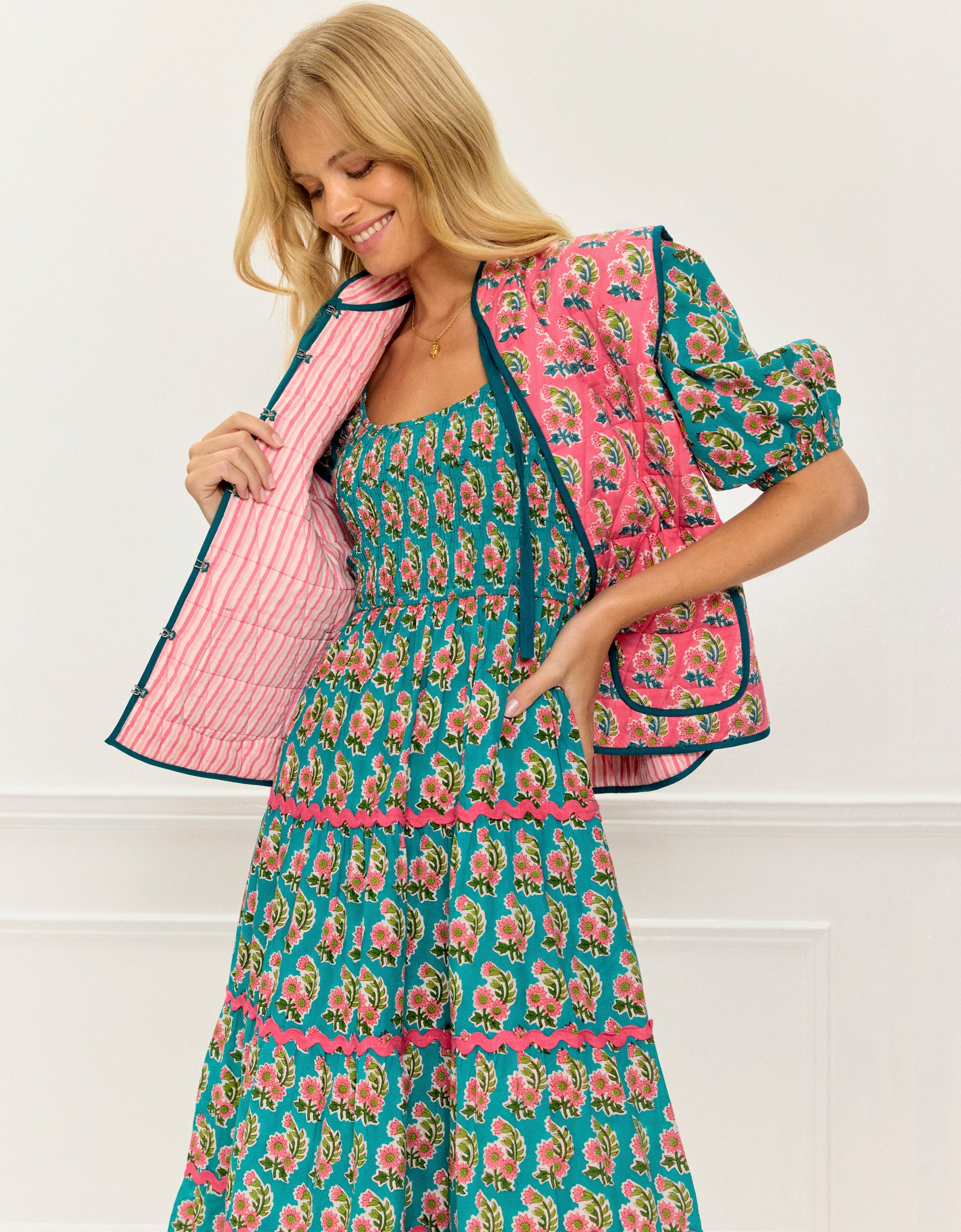 Pink City Prints Candy Zinnia Maggie Gilet
