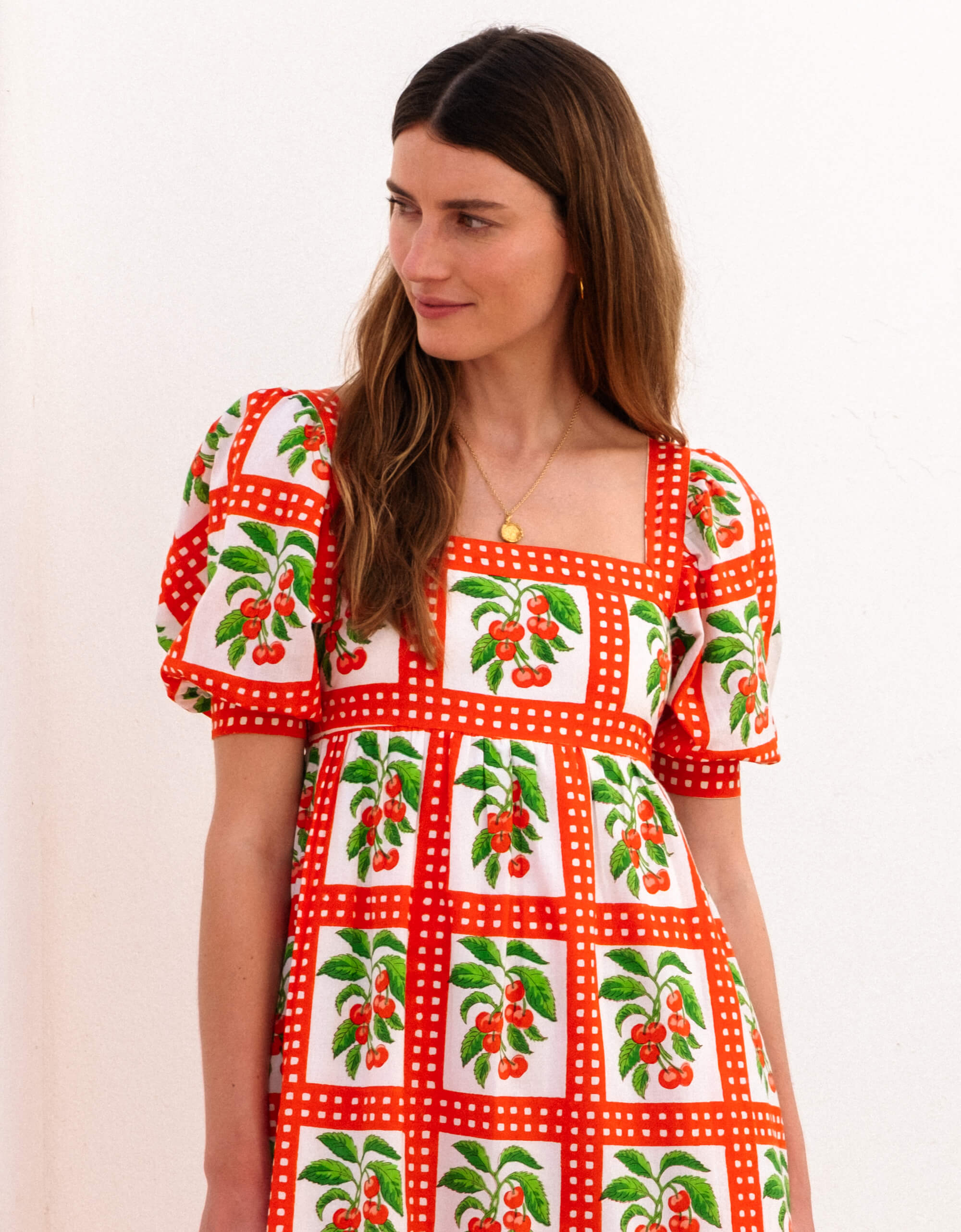 Pink City Prints Cherry Picnic Elizabeth Dress