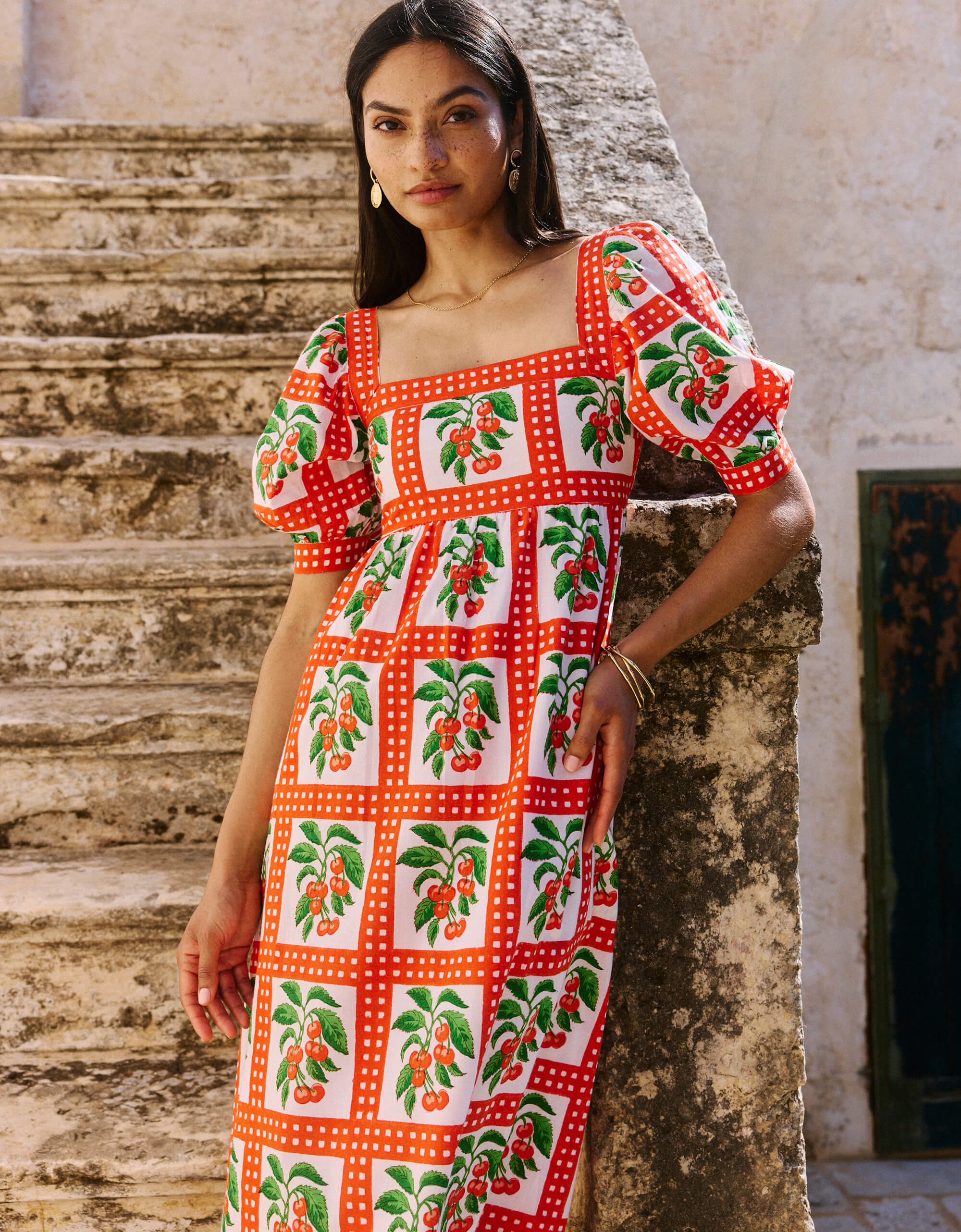 Pink City Prints Cherry Picnic Elizabeth Dress