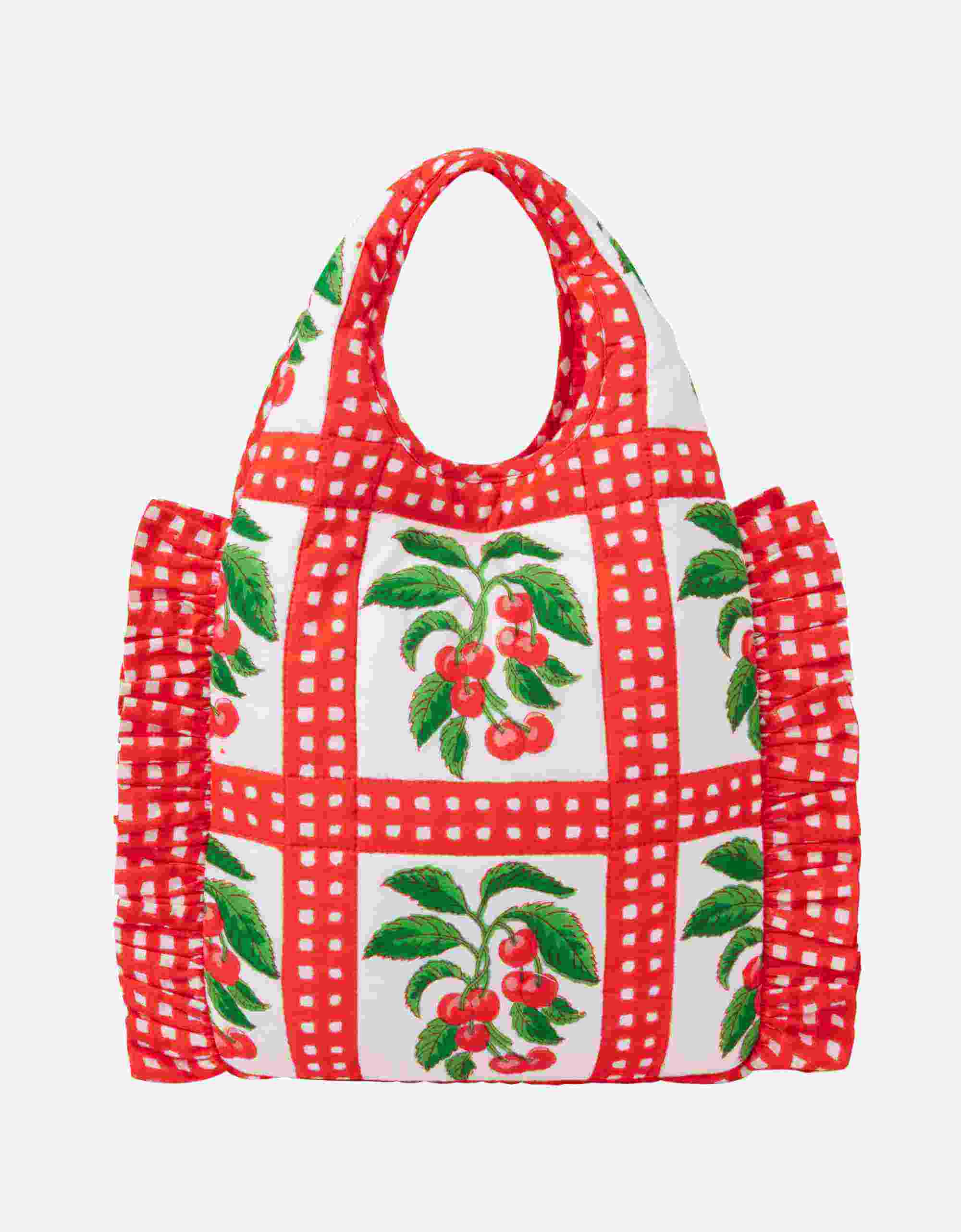 Pink City Prints Cherry Picnic Ruffle Clutch