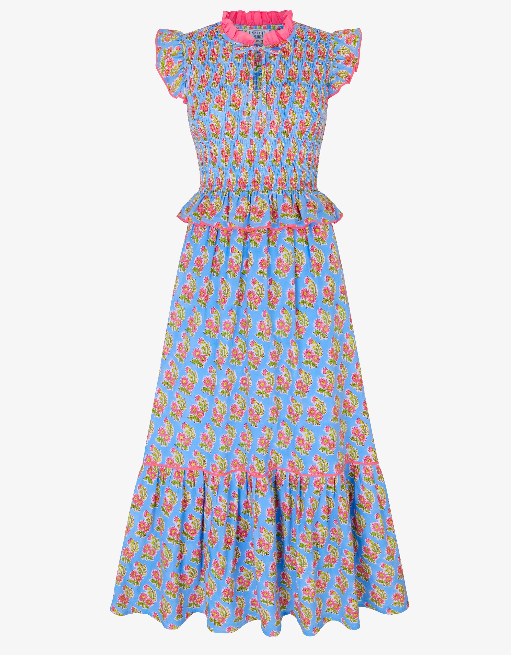 Pink City Prints Cornflower Aster Harper Dress