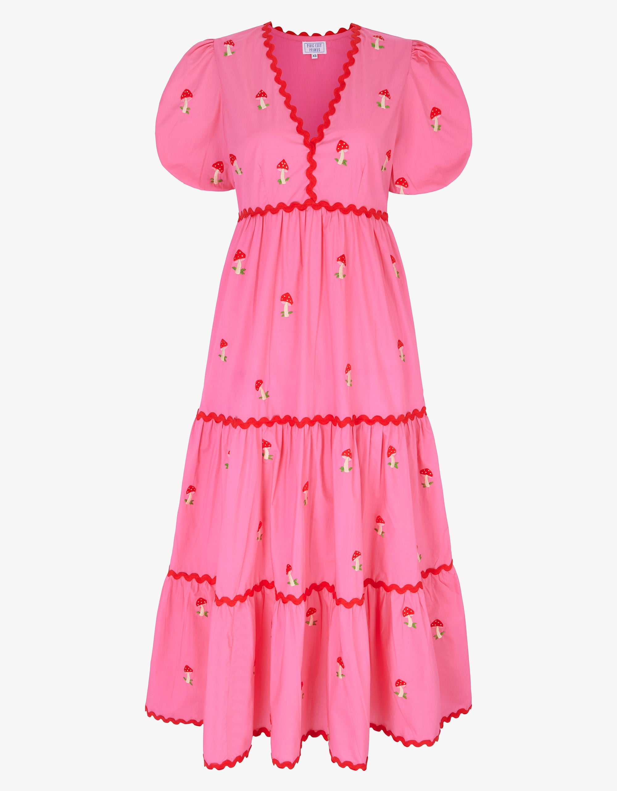Pink City Prints Embroidered Bubblegum Mushroom Jolie Dress