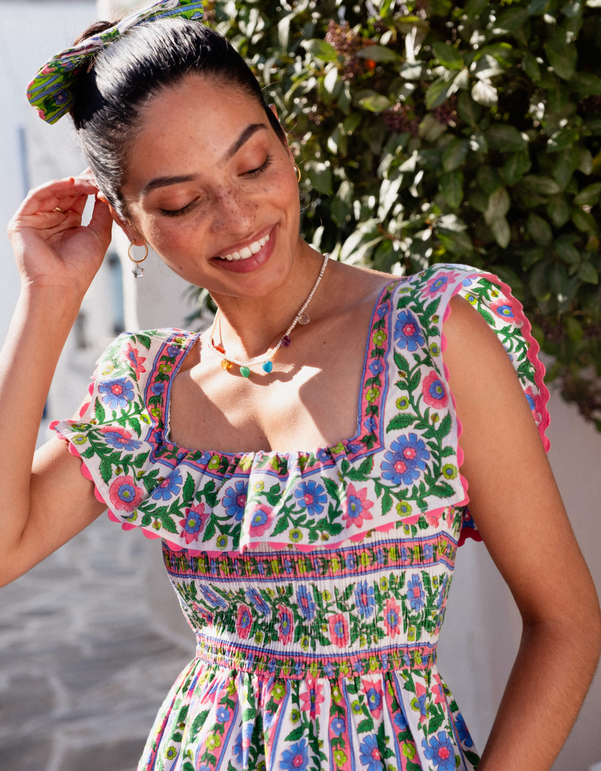 Pink City Prints Folk Border Carrie Dress