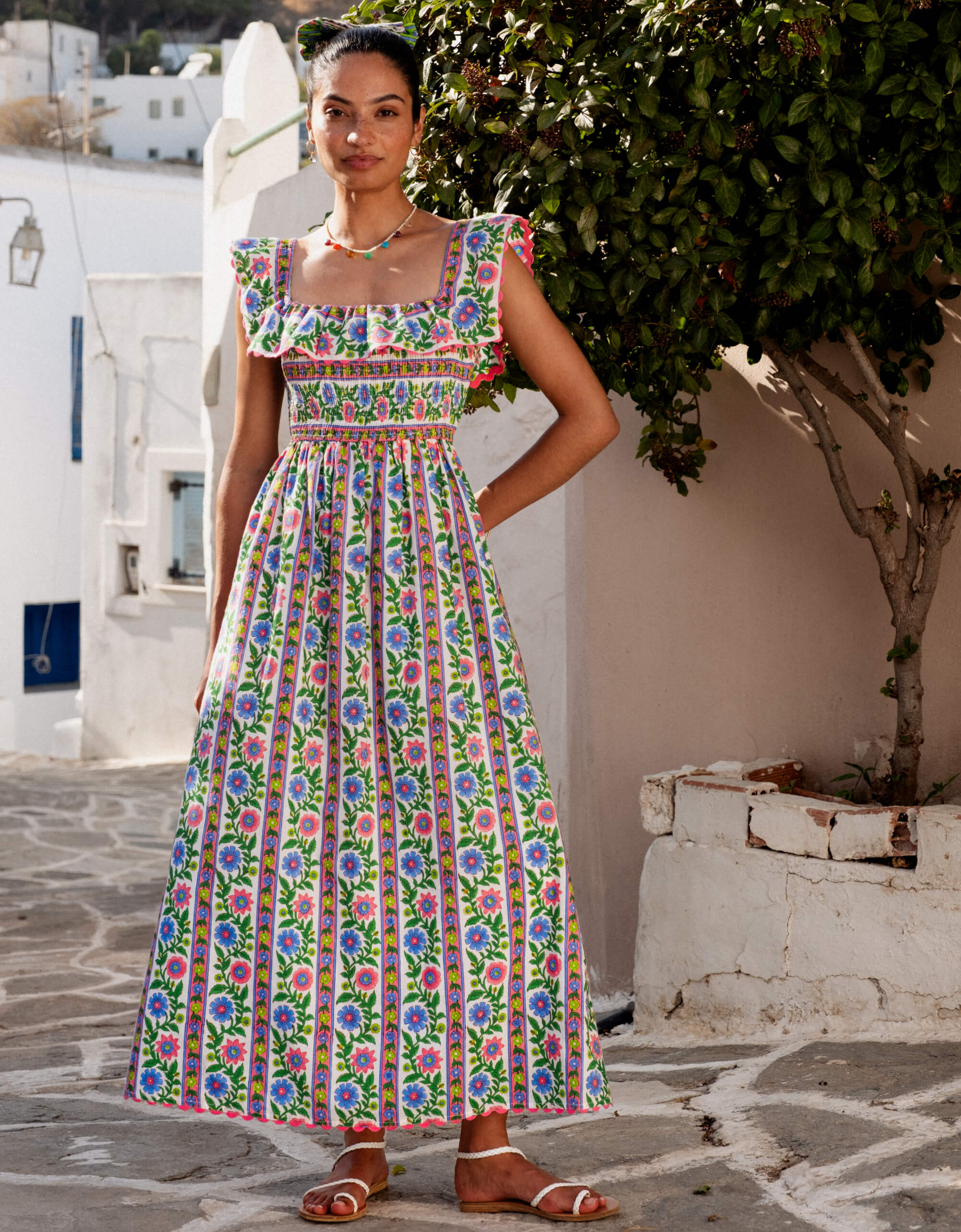 Pink City Prints Folk Border Carrie Dress
