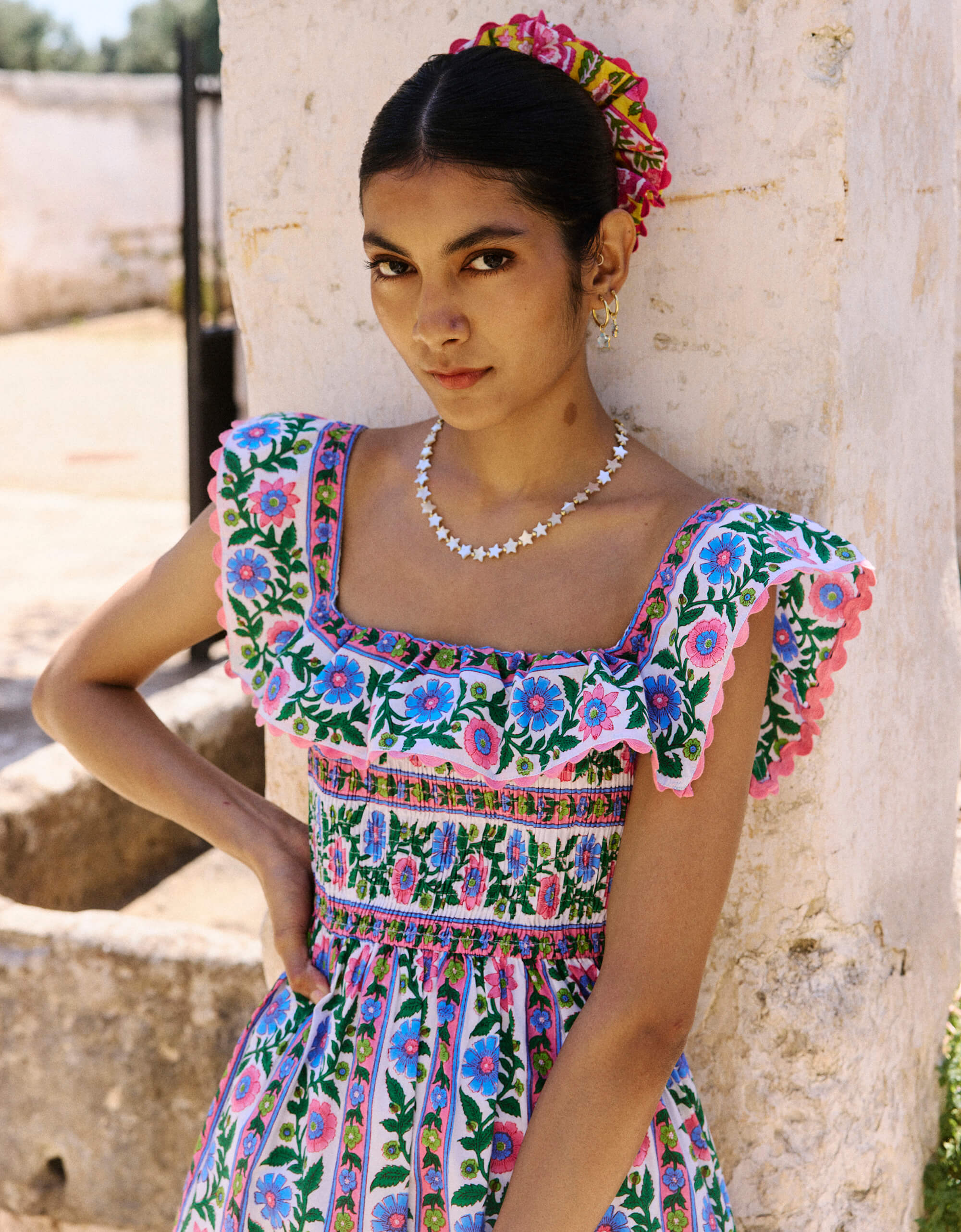 Pink City Prints Folk Border Carrie Dress