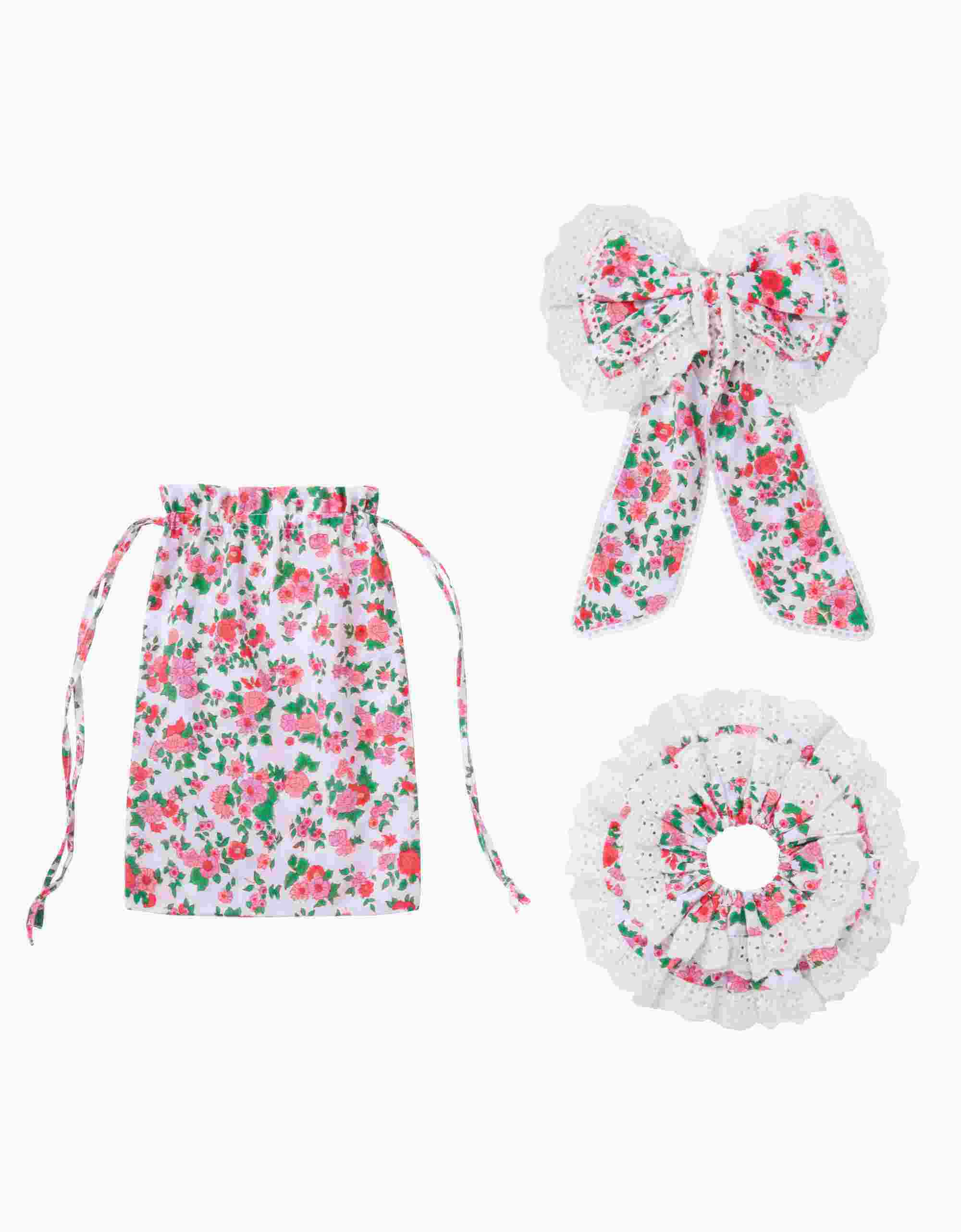 Pink City Prints French Ditsy Bow and Scrunchie Set