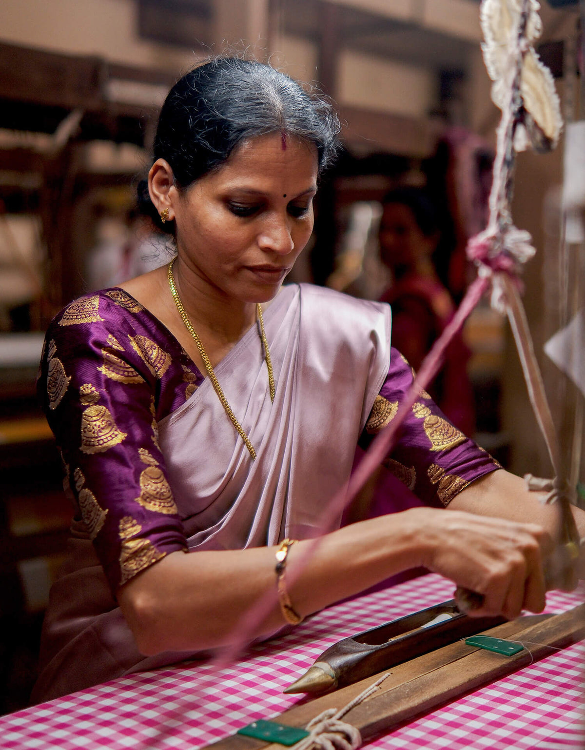 Pink City Prints Handloom Tartan Isabel Top