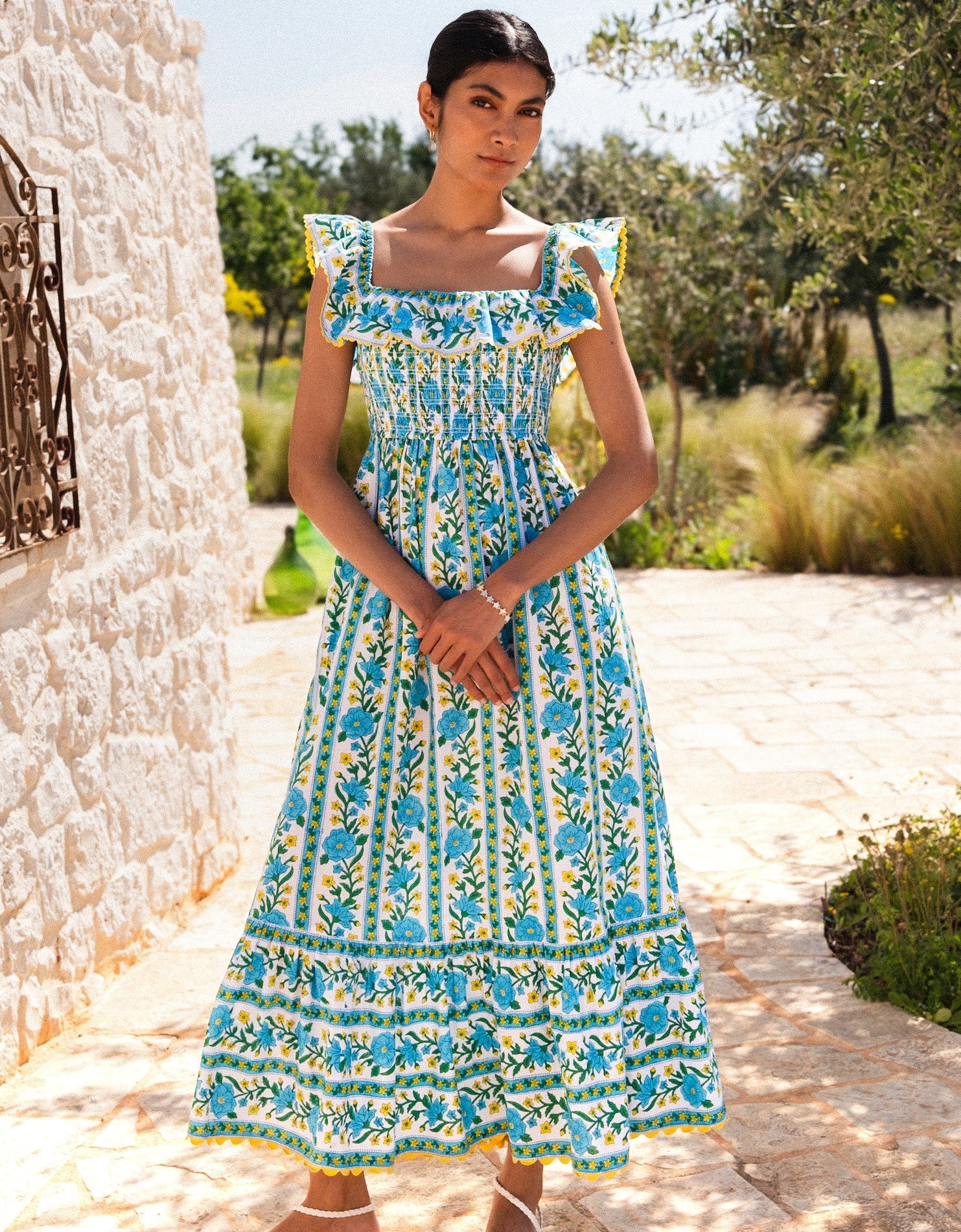 Pink City Prints Hibiscus Border Carrie Dress