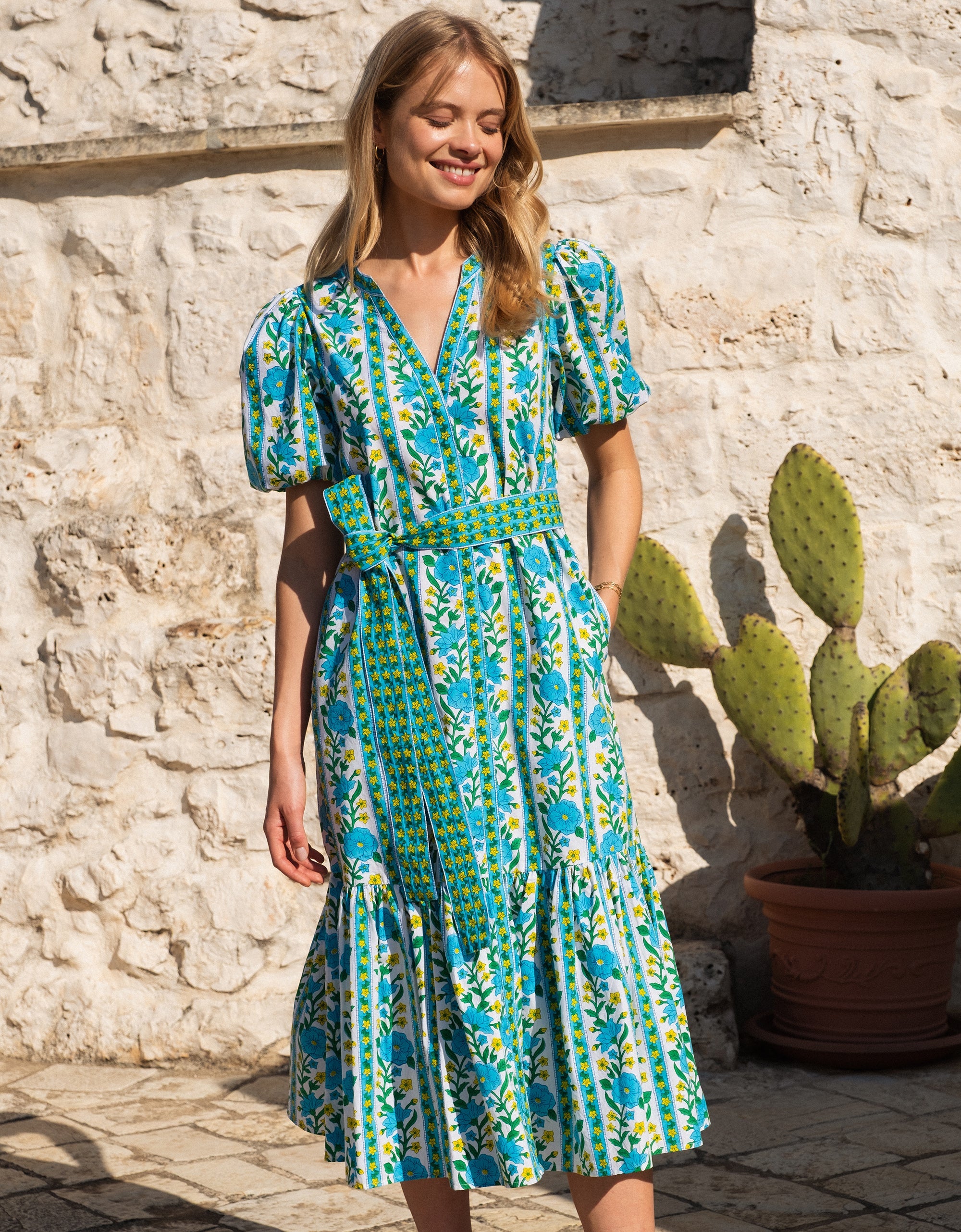 Pink City Prints Hibiscus Border Daisy Dress