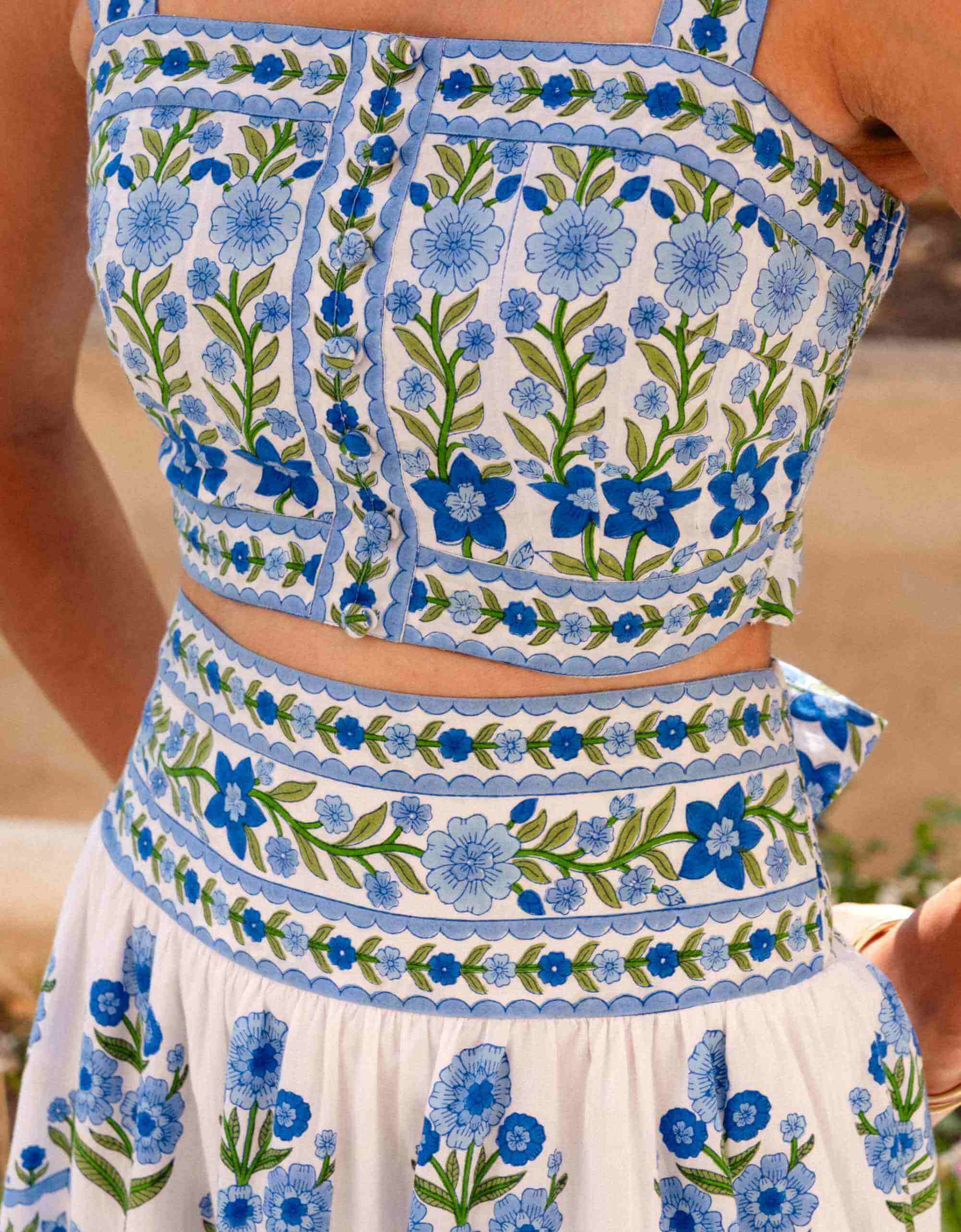 Pink City Prints Lapis Meadow Rah Rah Skirt