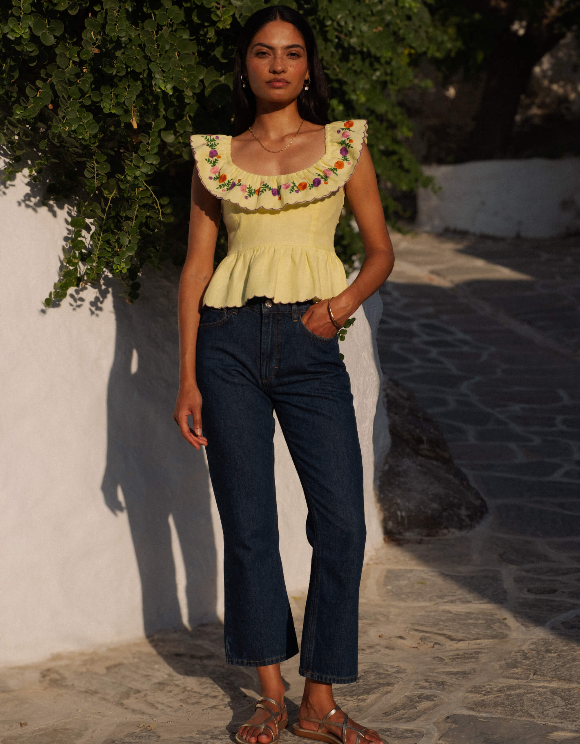 Pink City Prints Lemon Embroidery Nora Top