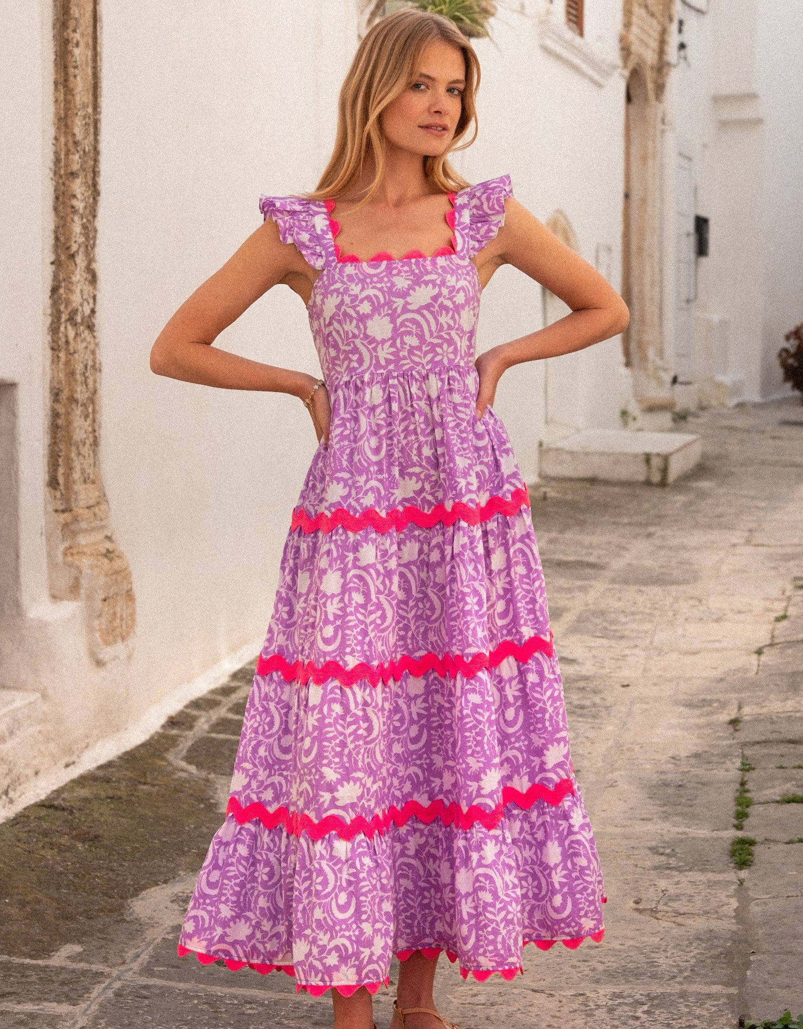 Pink City Prints Lilac Begonia Xanthe Dress