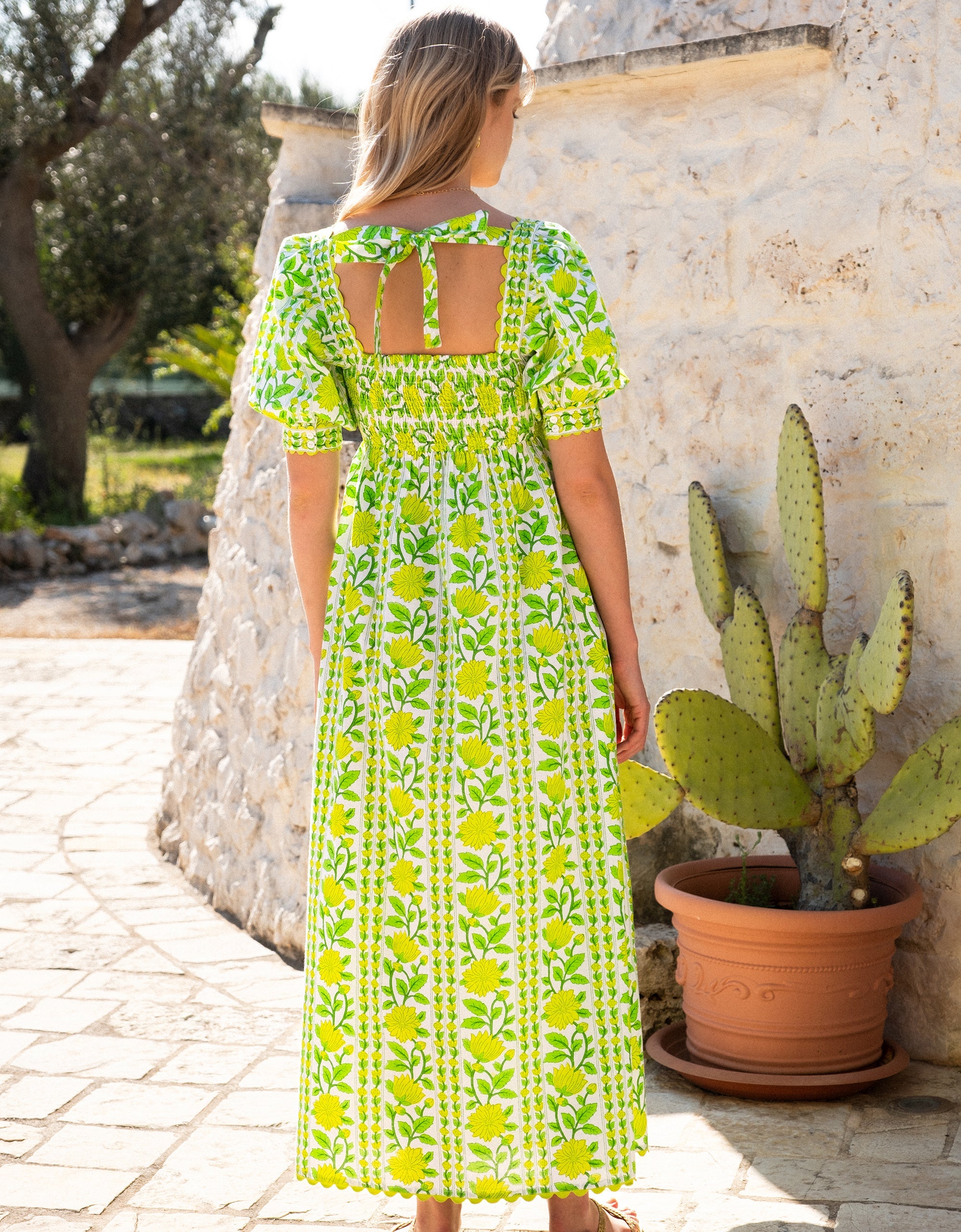 Pink City Prints Lime Border Elizabeth Dress