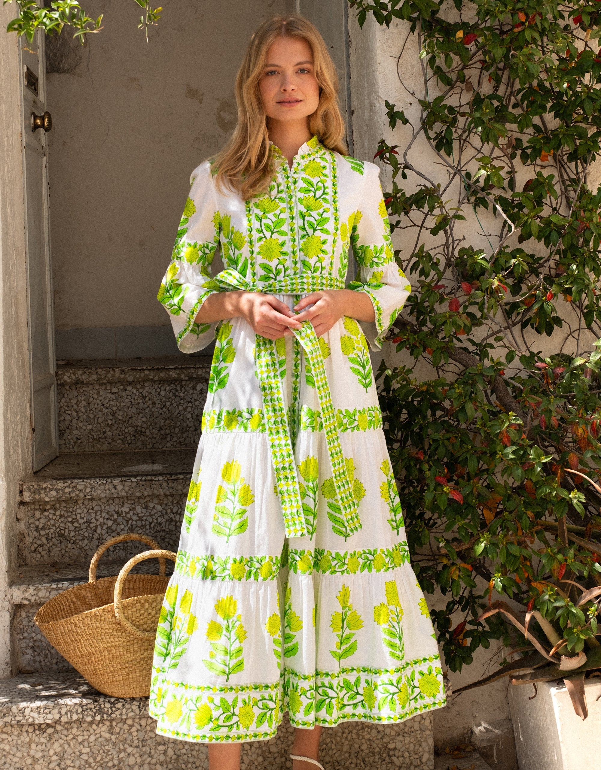 Pink City Prints Lime Botanics Gemma Dress