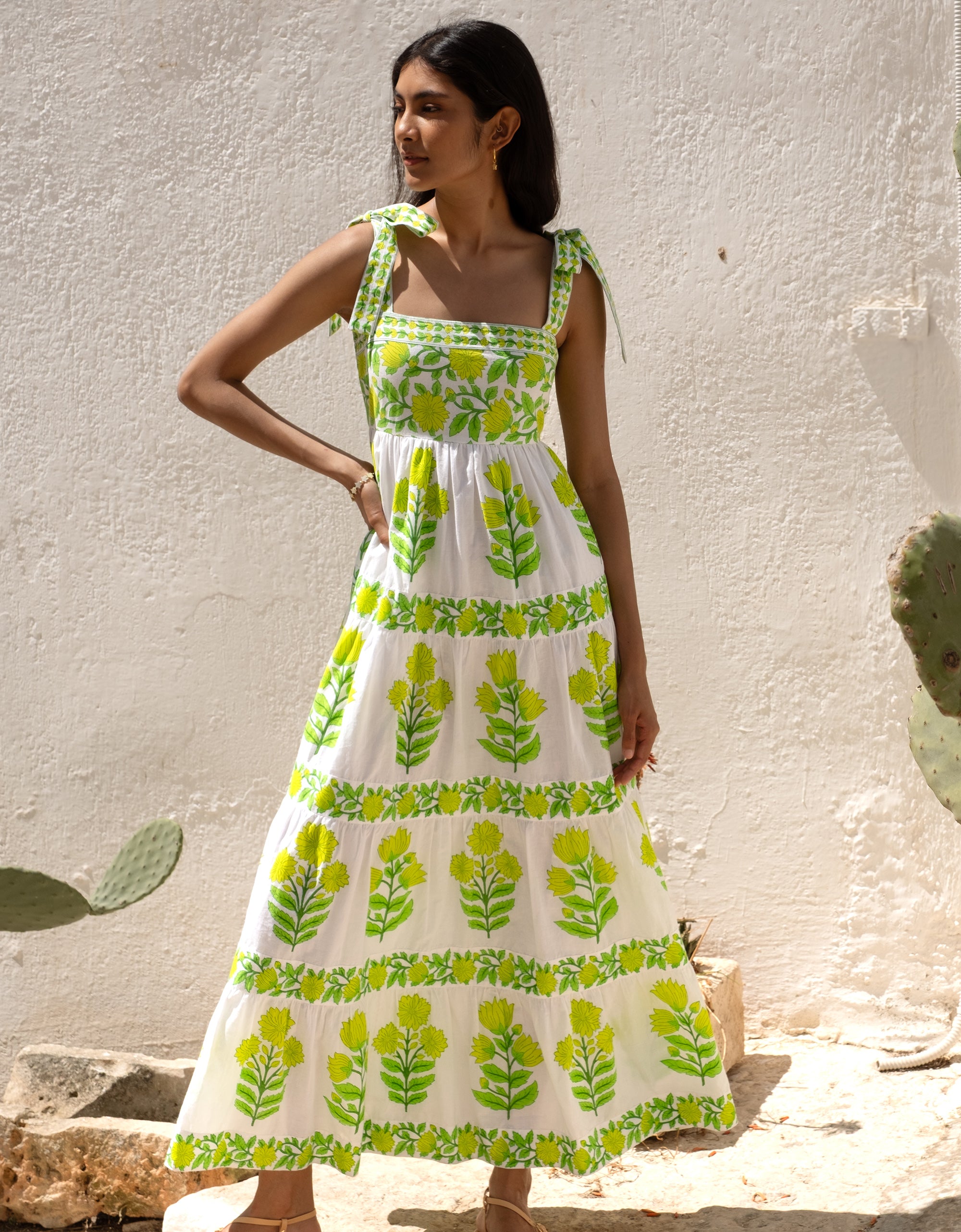 Pink City Prints Lime Botanics Lara Dress