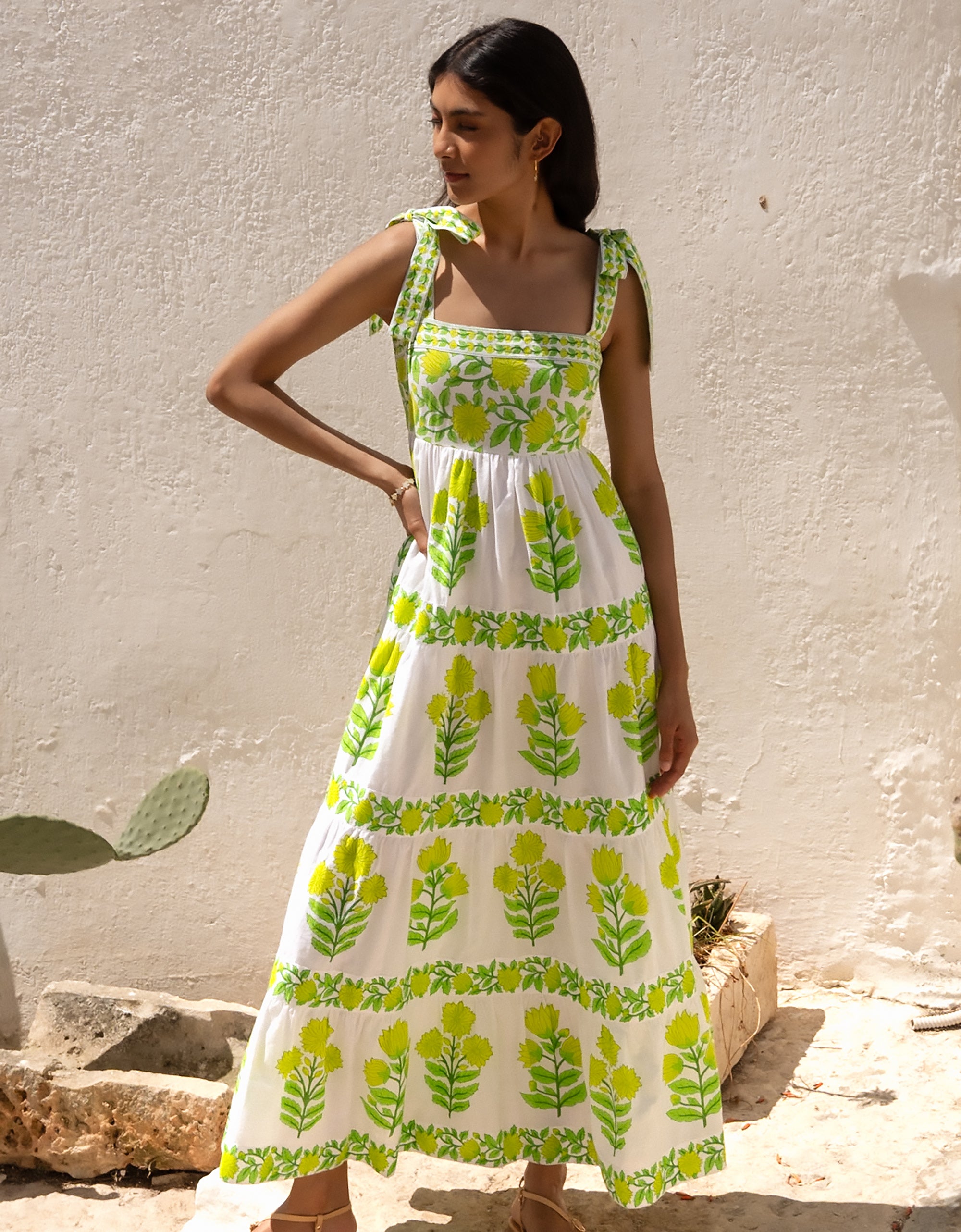 Pink City Prints Lime Botanics Lara Dress