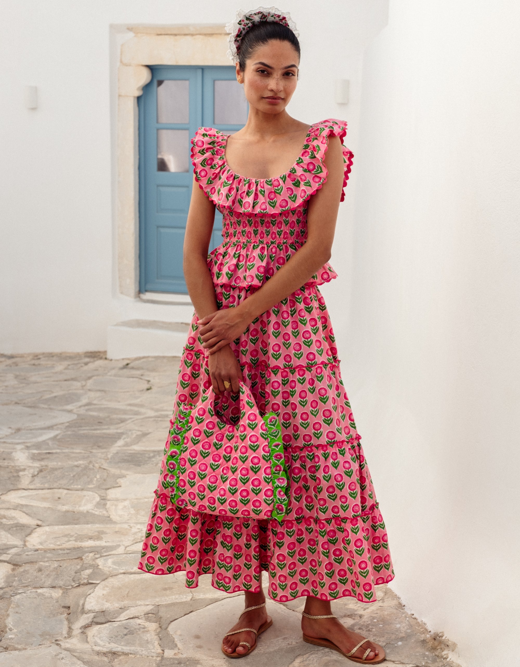 Pink City Prints Marigold Blush Ruffle Clutch