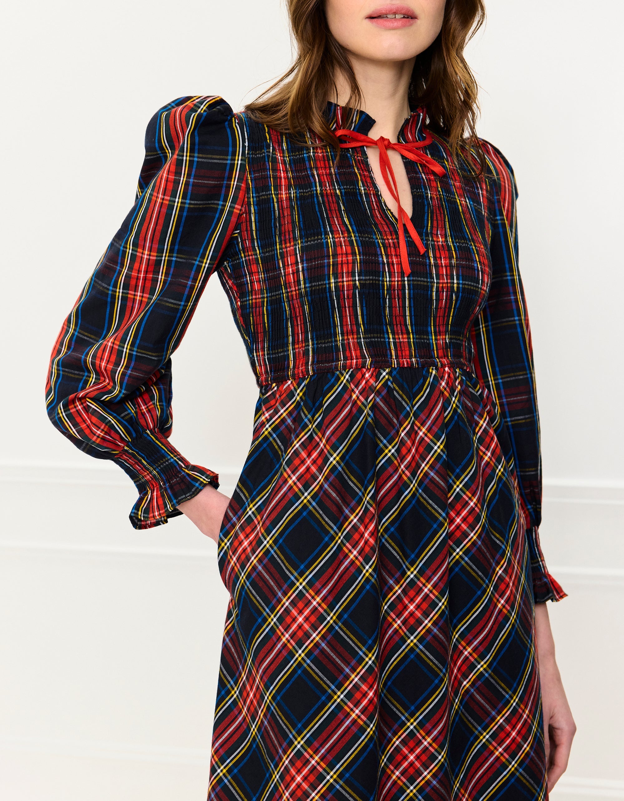 Pink City Prints Midnight Tartan Izzy Dress