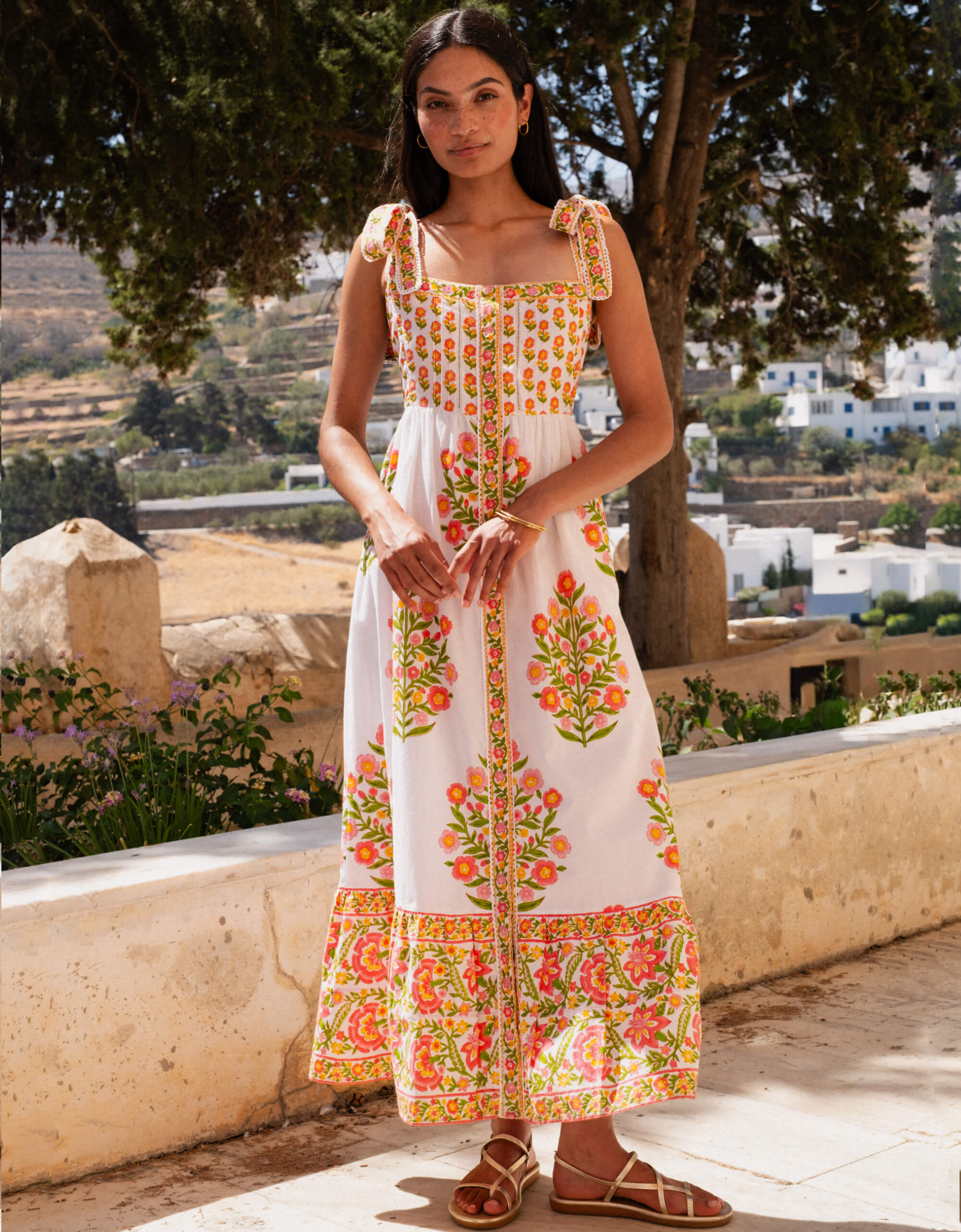 Pink City Prints Mixed Peony Elena Dress