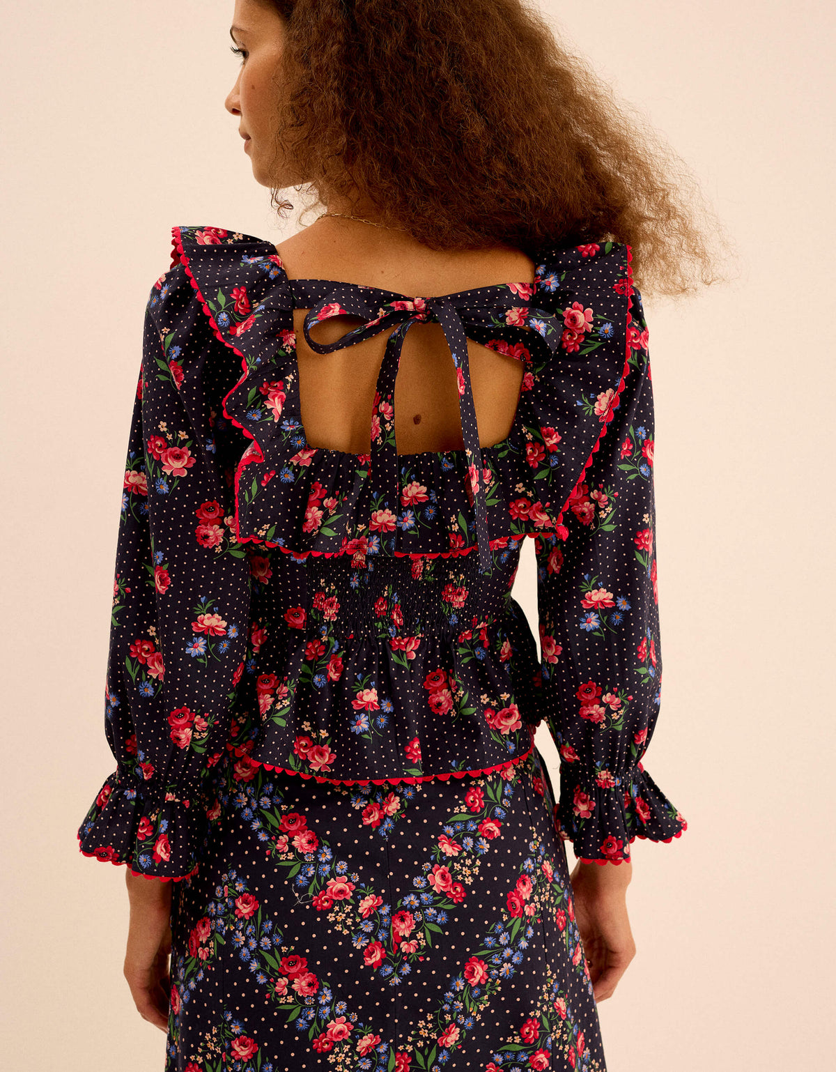 Pink City Prints Navy Rose Mabel Top