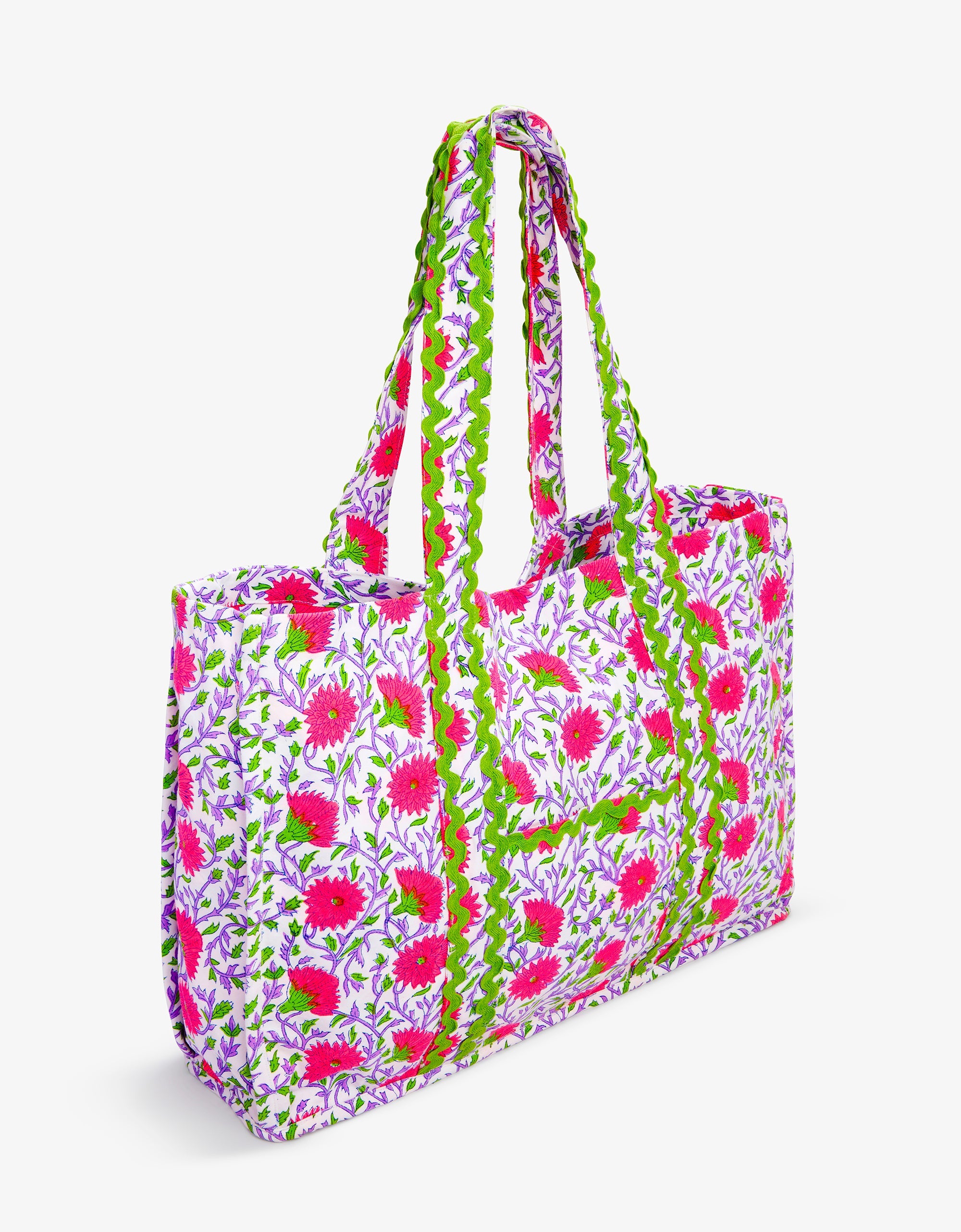 Pink City Prints Neon Camelia Canvas Tote
