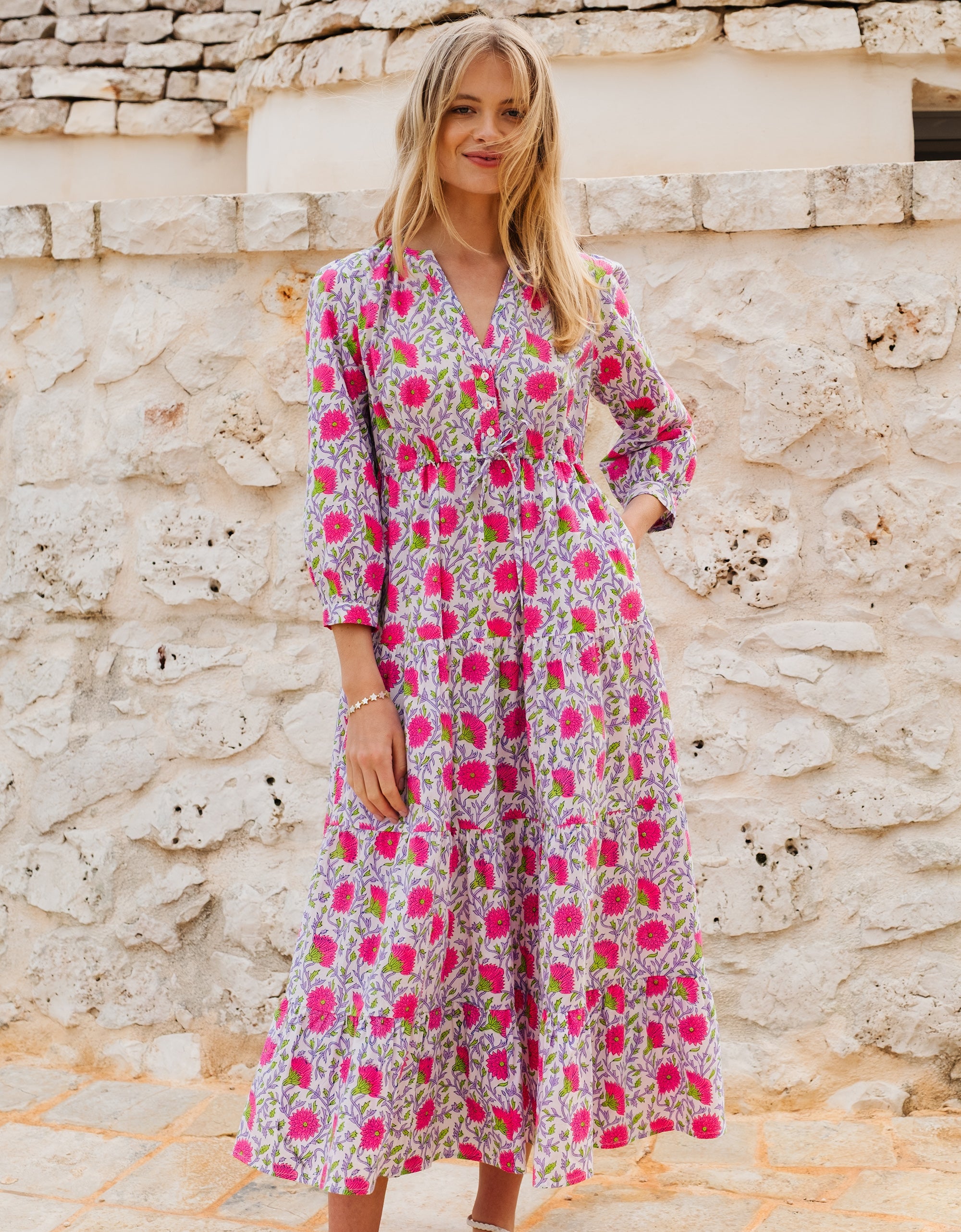 Pink City Prints Neon Camelia Sofia Dress