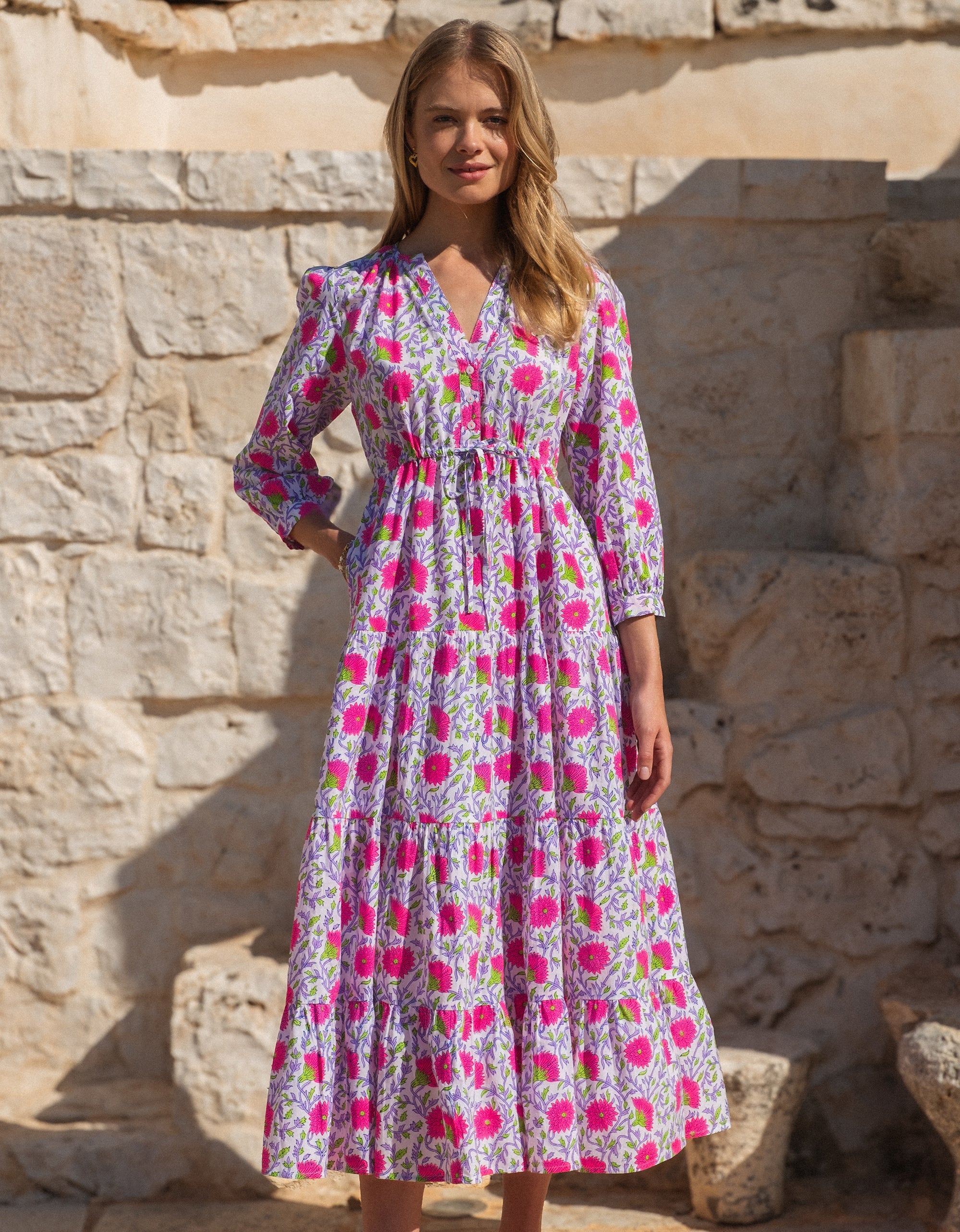 Pink City Prints Neon Camelia Sofia Dress