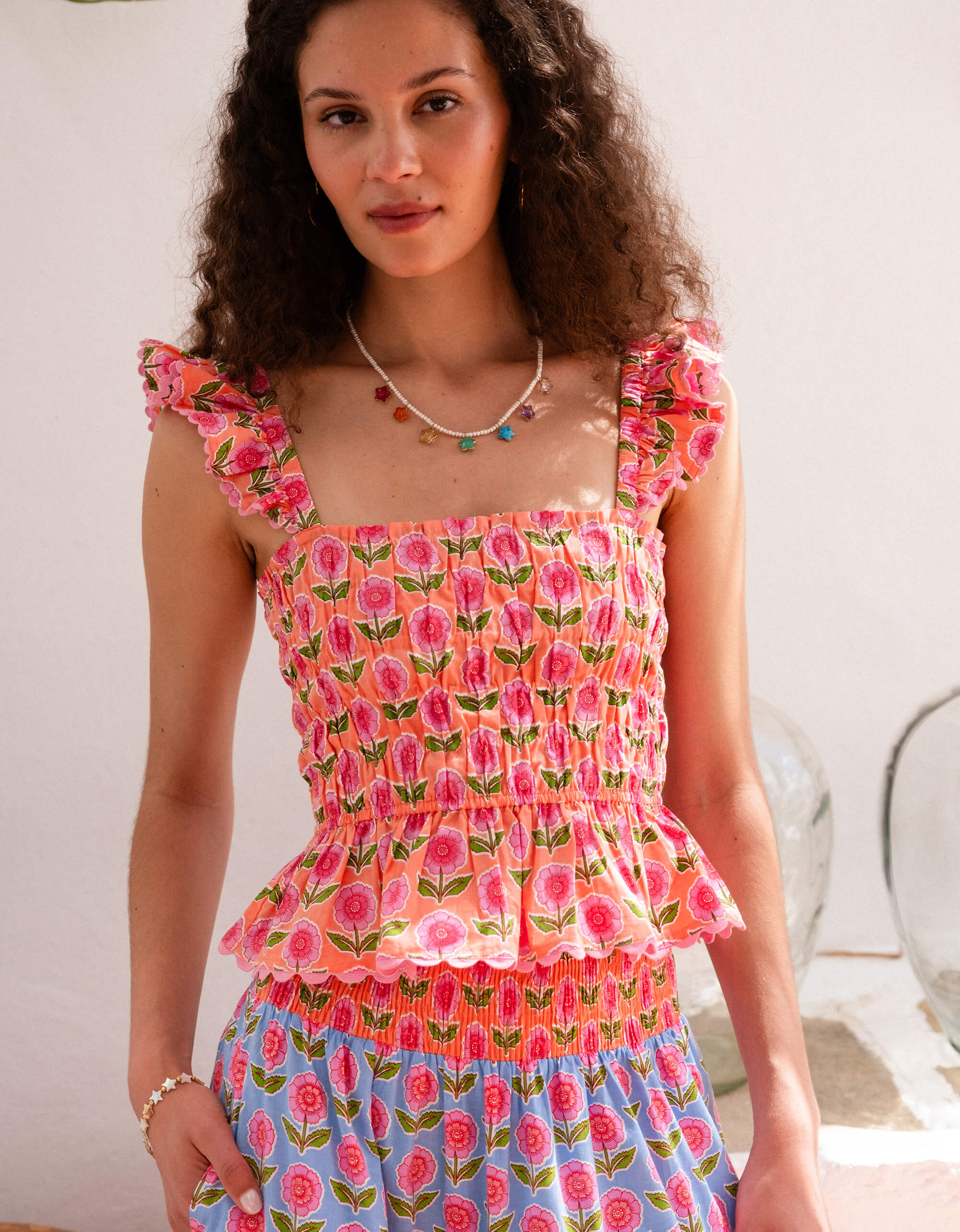 Pink City Prints Peach Buta Jessica Top