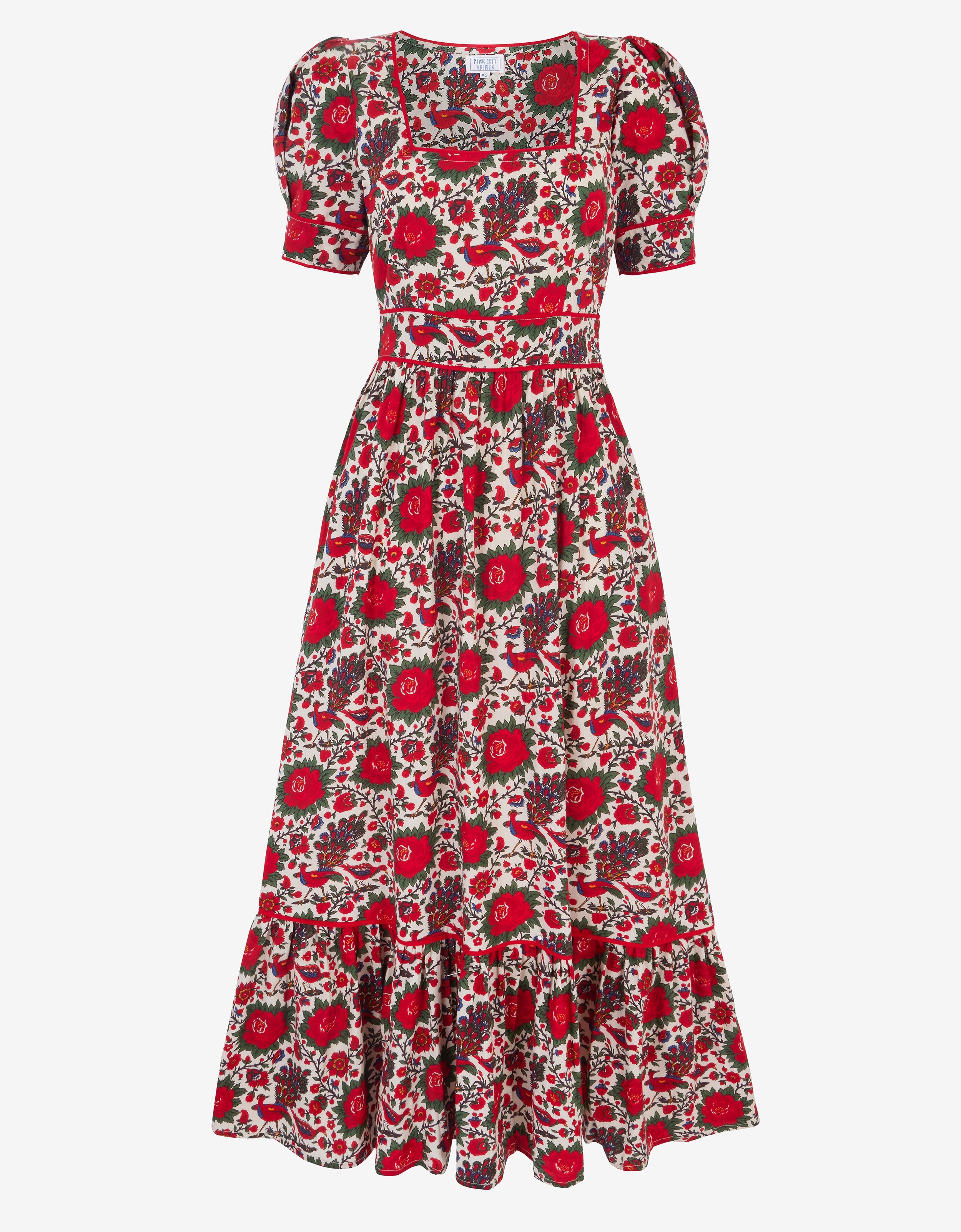 Pink City Prints Peony Bird Evelyn Dress