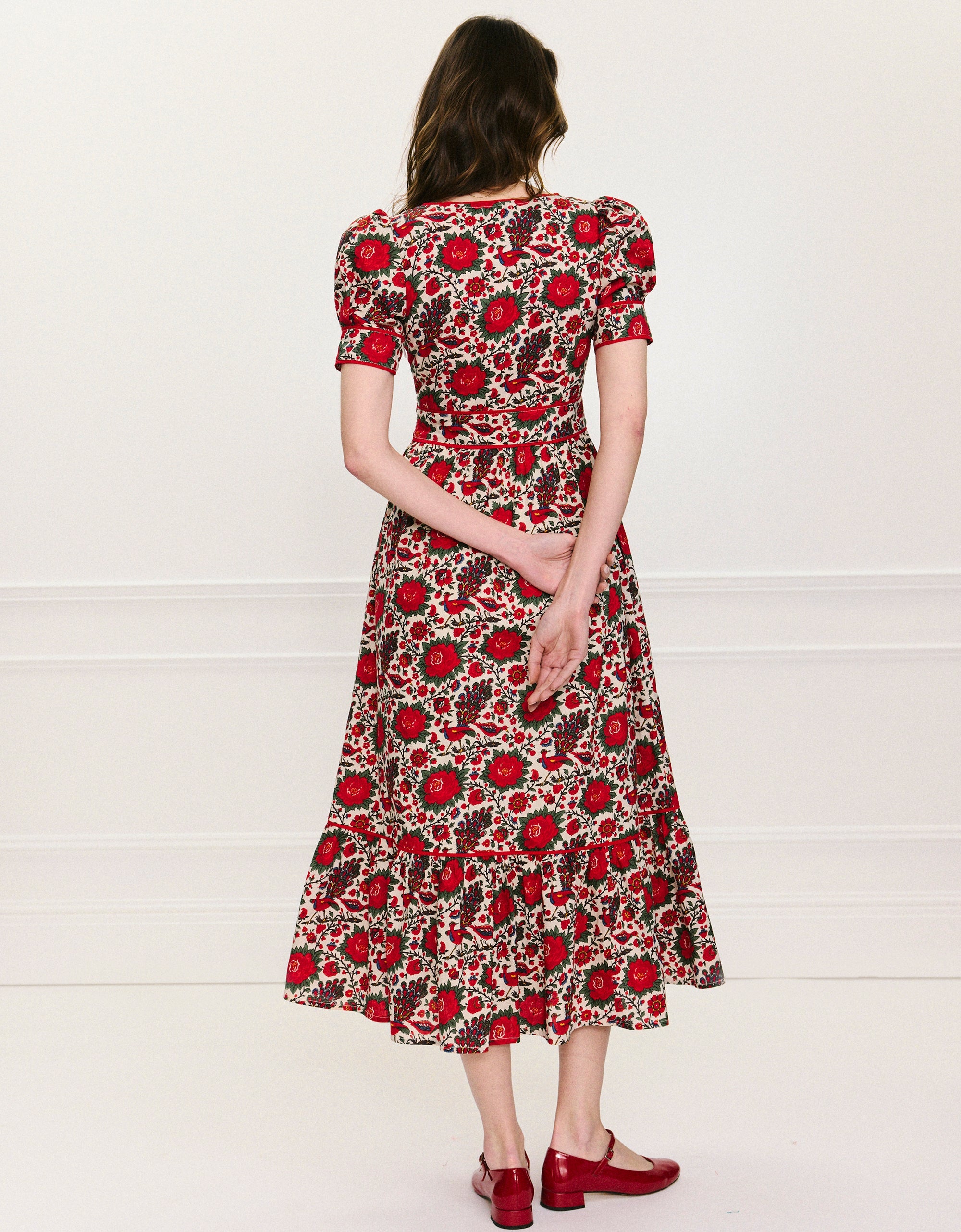 Pink City Prints Peony Bird Evelyn Dress