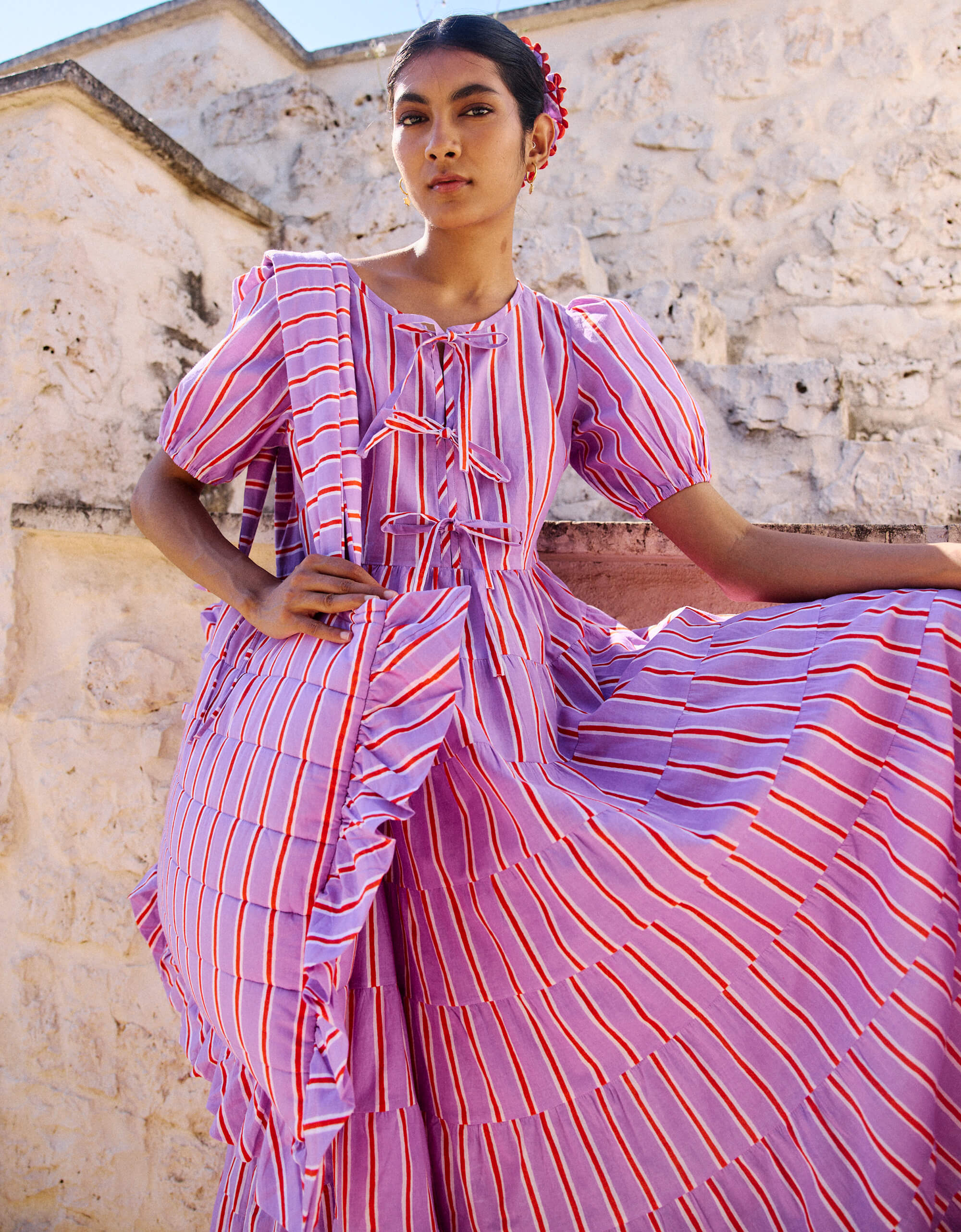 Pink City Prints Perfume Stripe Quilted Tote Bag