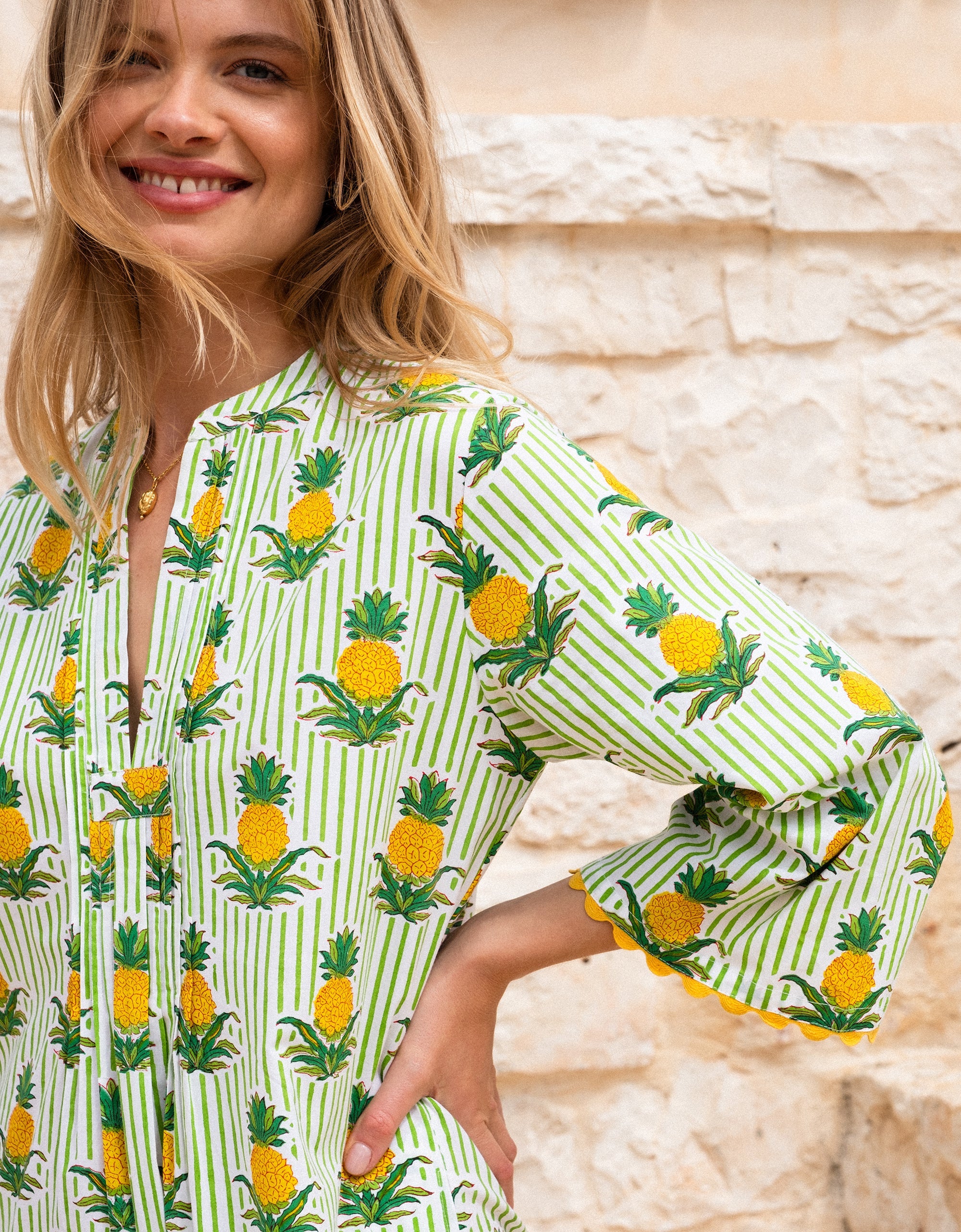 Pink City Prints Pineapple Stripe Thasos Kaftan