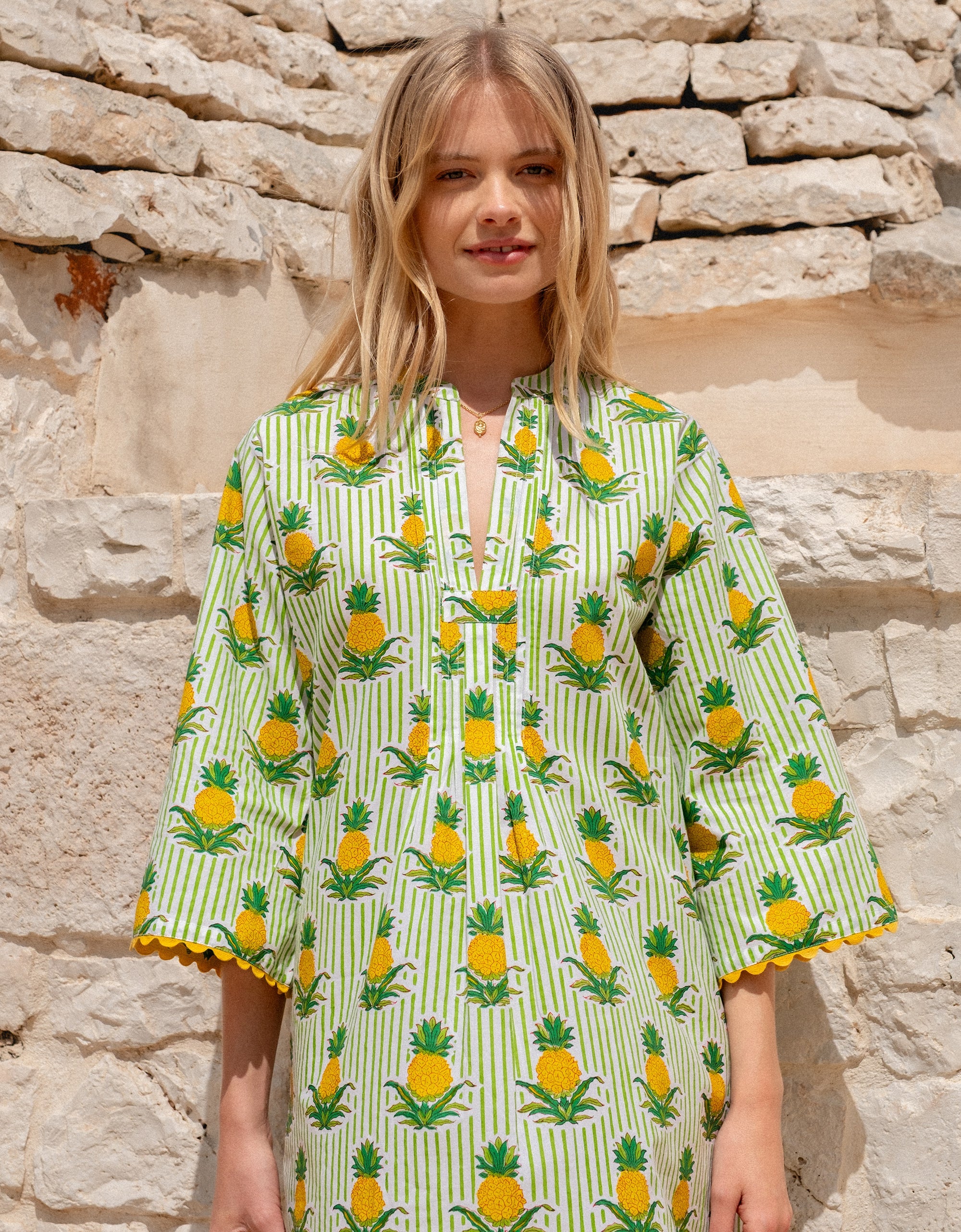 Pink City Prints Pineapple Stripe Thasos Kaftan