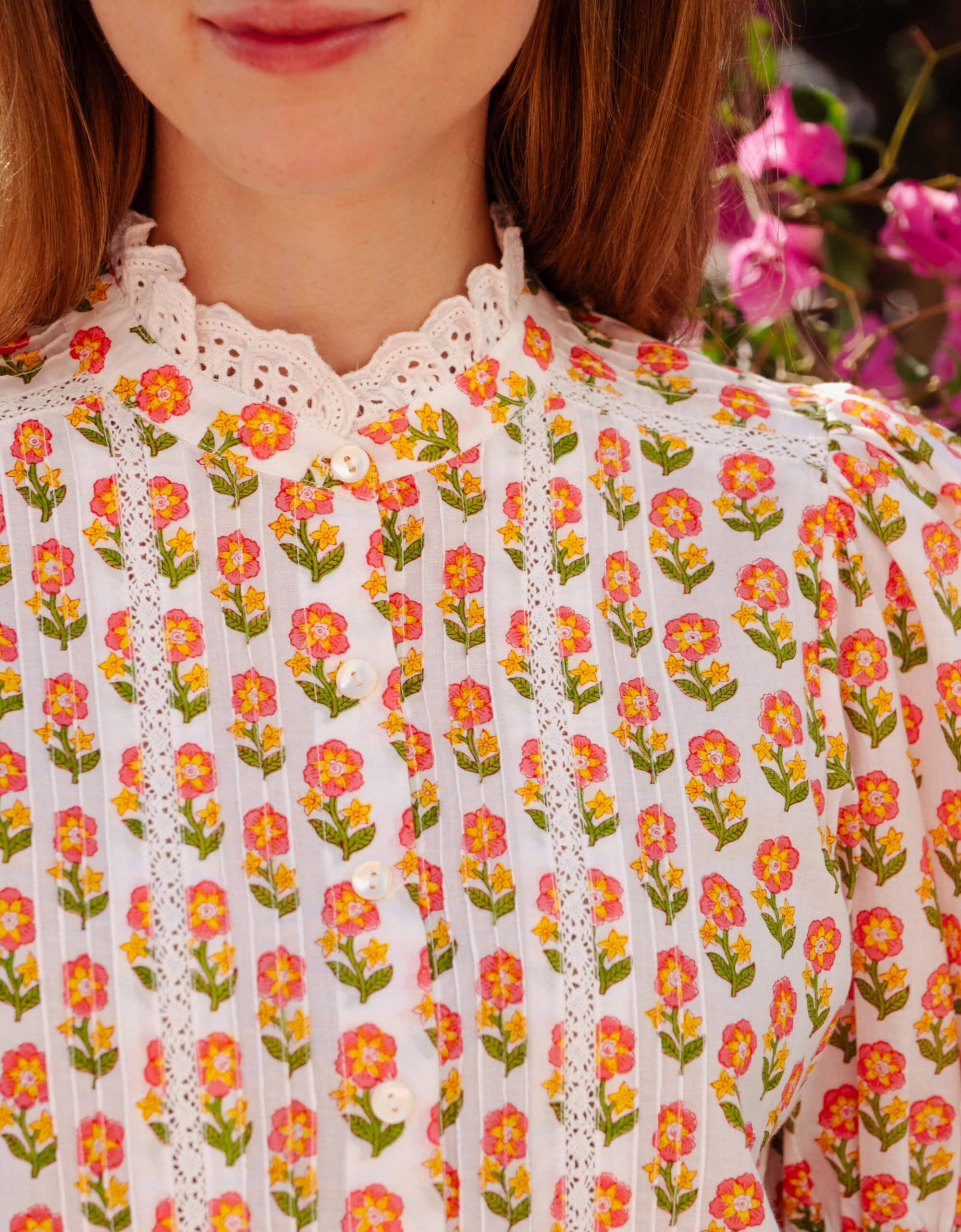 Pink City Prints Pink Floret Vera Blouse