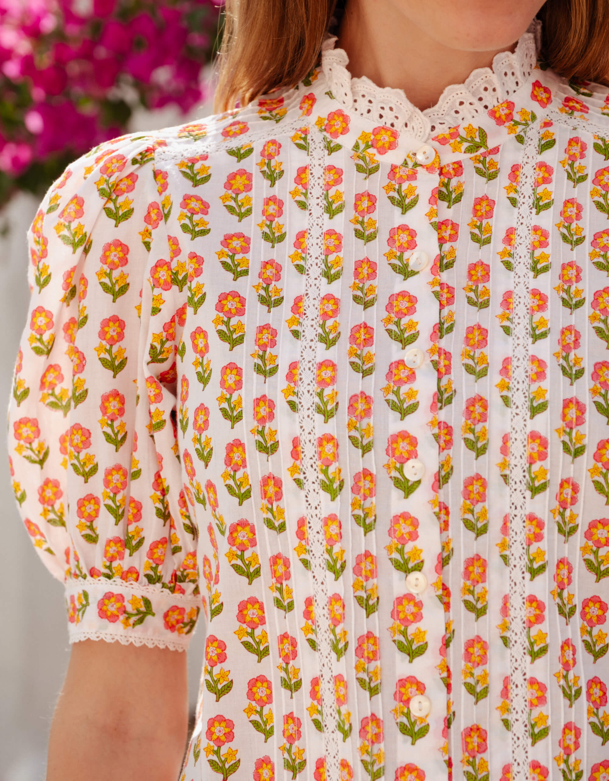 Pink City Prints Pink Floret Vera Blouse